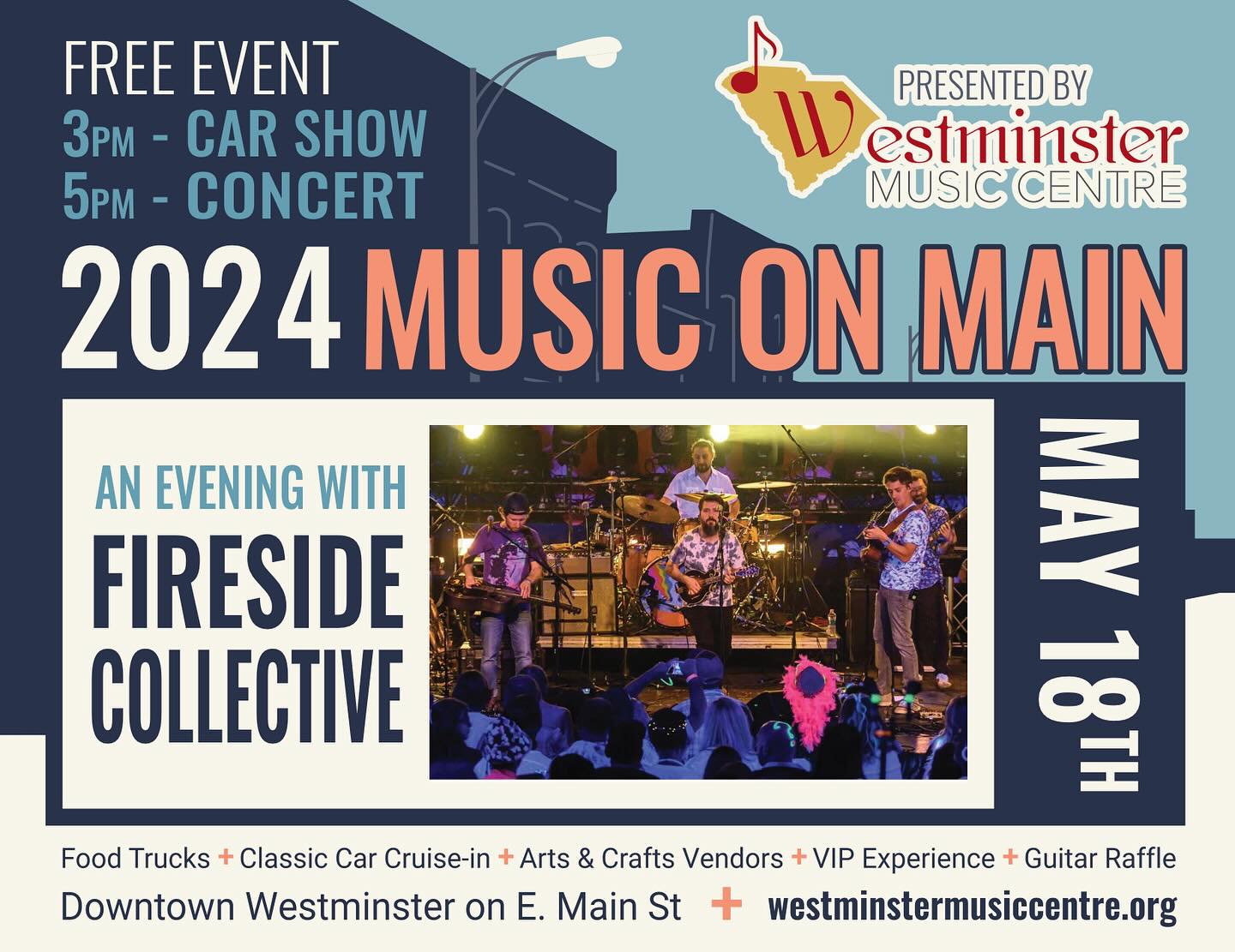 We are just over a week away from the next Music on Main FREE downtown concert! Come join in the family-friendly fun in Historic Downtown Westminster on May 18th featuring the incomparable @firesidecollective with special guest @cecil_thompkins_