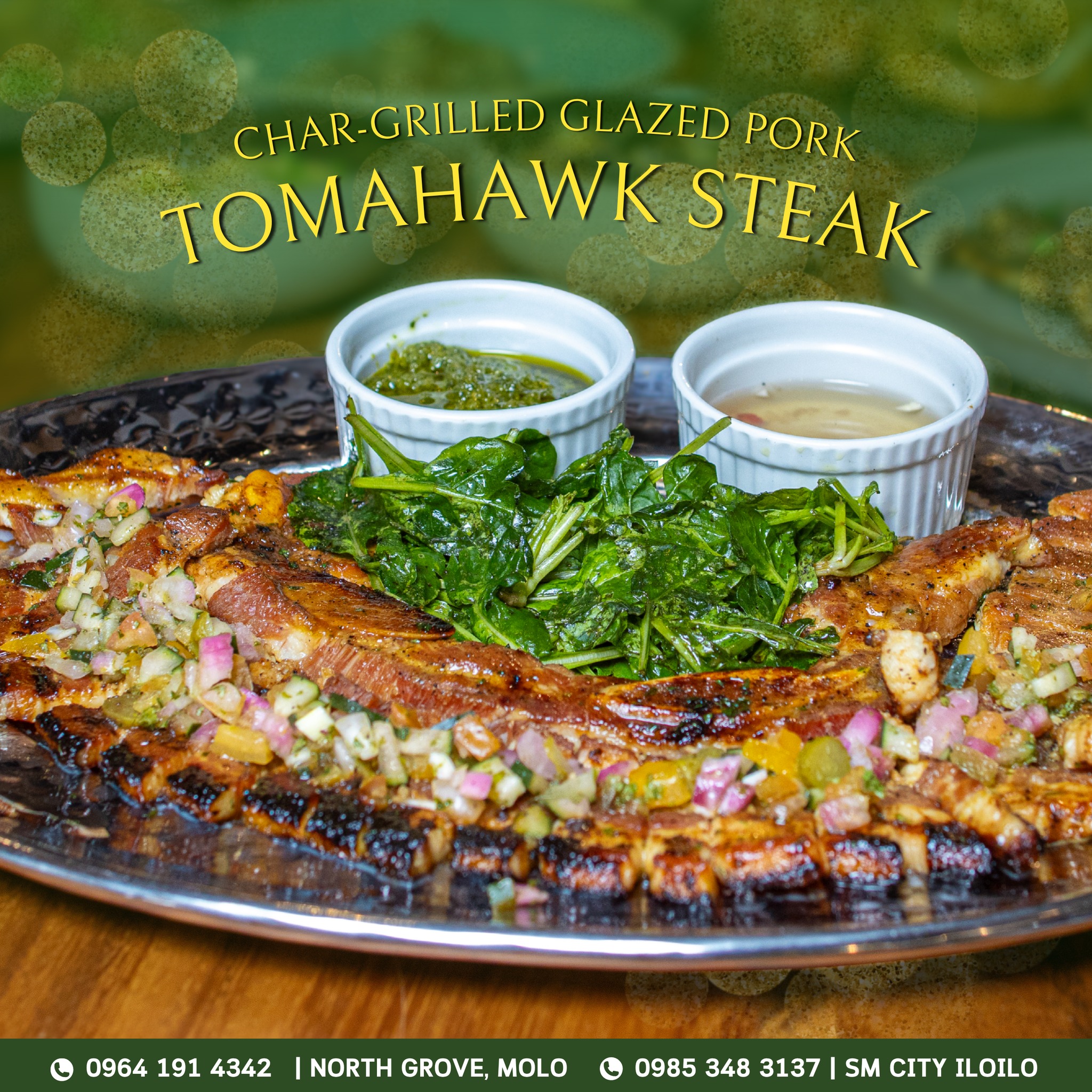 The star of your table. Our 950g Char-Grilled Pork Tomahawk is smoky, juicy, and glazed to perfection ๐โจ๐ฅ
_____________
๐ Theoโs Restaurant Bakery @ SM City Iloilo
โ๏ธ 0985 348 3137
๐ Baking Studio by Theoโs @ North Grove, Molo
โ๏ธ 0964 191 4342
๐ต For deliveries: GrabFood