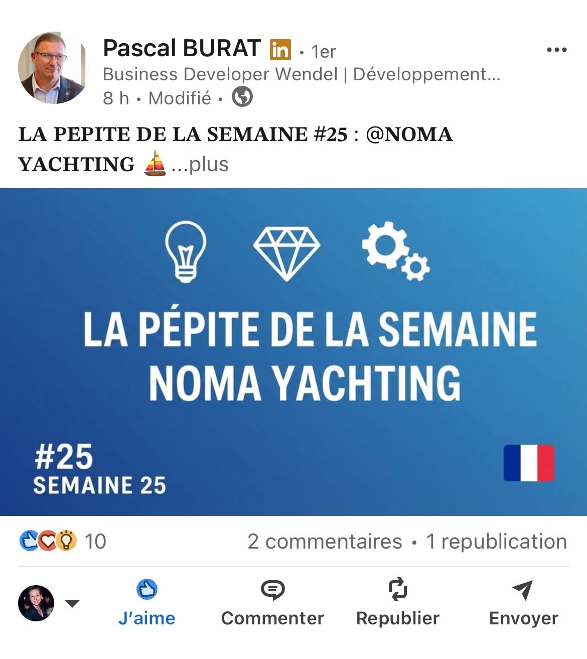 Quand d'autres que nous parlent du Noma, on est très fier 🤩 !
On vous invite à découvrir le joli post que @pascal_burat a écrit
👉 https://www.linkedin.com/posts/pascal-burat-69864a84_lapaezpitedelasemaine-nomayachting-bordeaux-activity-7434855245324812288-9PGg?utm_source=share&utm_medium=member_desktop&rcm=ACoAAA5oCxsBsRnqo2oXlTONMbBpaKaNGDzcYec
Si à vous aussi il vous prend l'envie de nous écrire des mots doux, n'hésitez pas ! On adore cela 🥰