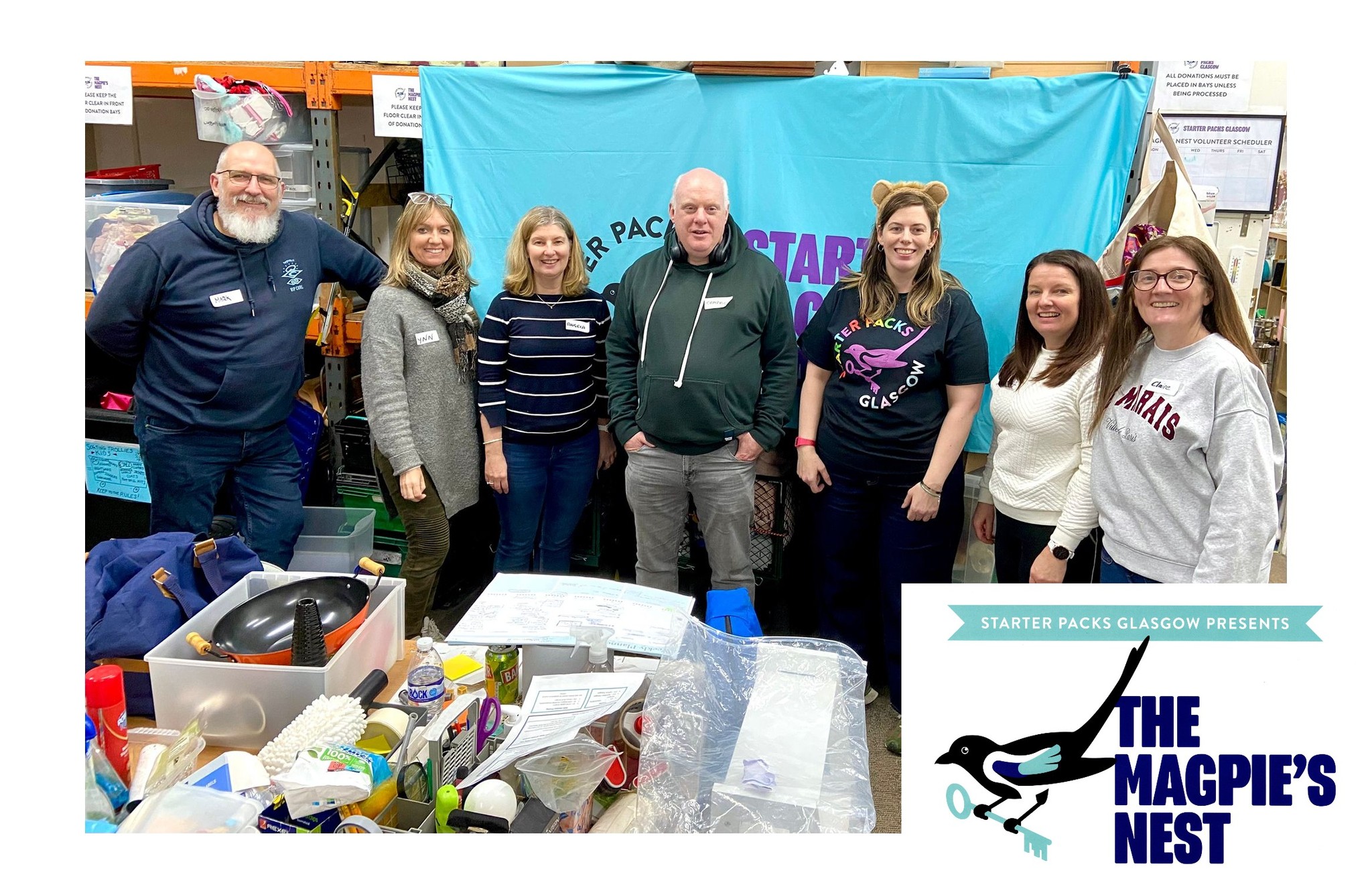 Another team in volunteering with us from The Royal Bank of Scotland @royalbank NatWest @natwest Group joined us today, helping to sort donations in our sorting room in the back of our Magpie's Nest shop. Massive thanks to all as they helped us get through a load of donations to go up to our office for our starter packs, as well as items to go out on the shop floors for both our Magpie's Eye and Magpie's Nest shops. Thank you so much folks!