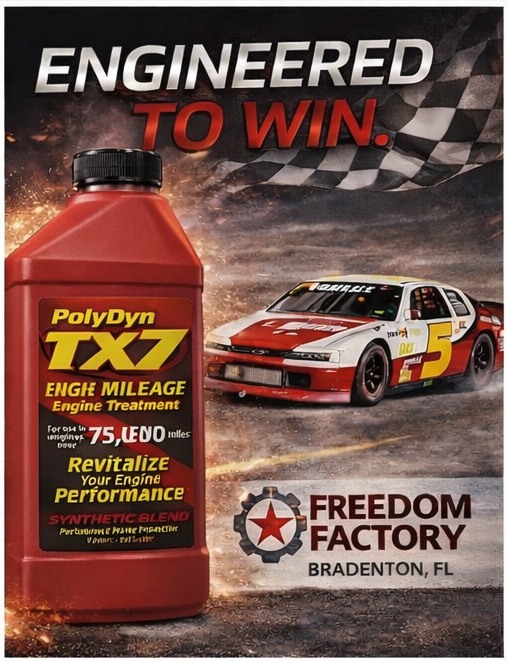 5 (our favorite number) Days to @freedom.factoryusa
Racing is a team sport, and TX7 by @polydyncoatings is a huge part of our team. Their commitment to the @sampsonperformance Legacy Series goes beyond a logo on the car โ they're invested in what we're building out here and we feel that support every time we buckle in.
Bradenton, here we come. Let's put on a show. ๐ฅ
#MichTexMotorsports #SPRLegacySeries #FreedomFactory #TX7 #Sponsor #RaceWeek #TeamWork #PolyDyn #sampsonperformancerestoration