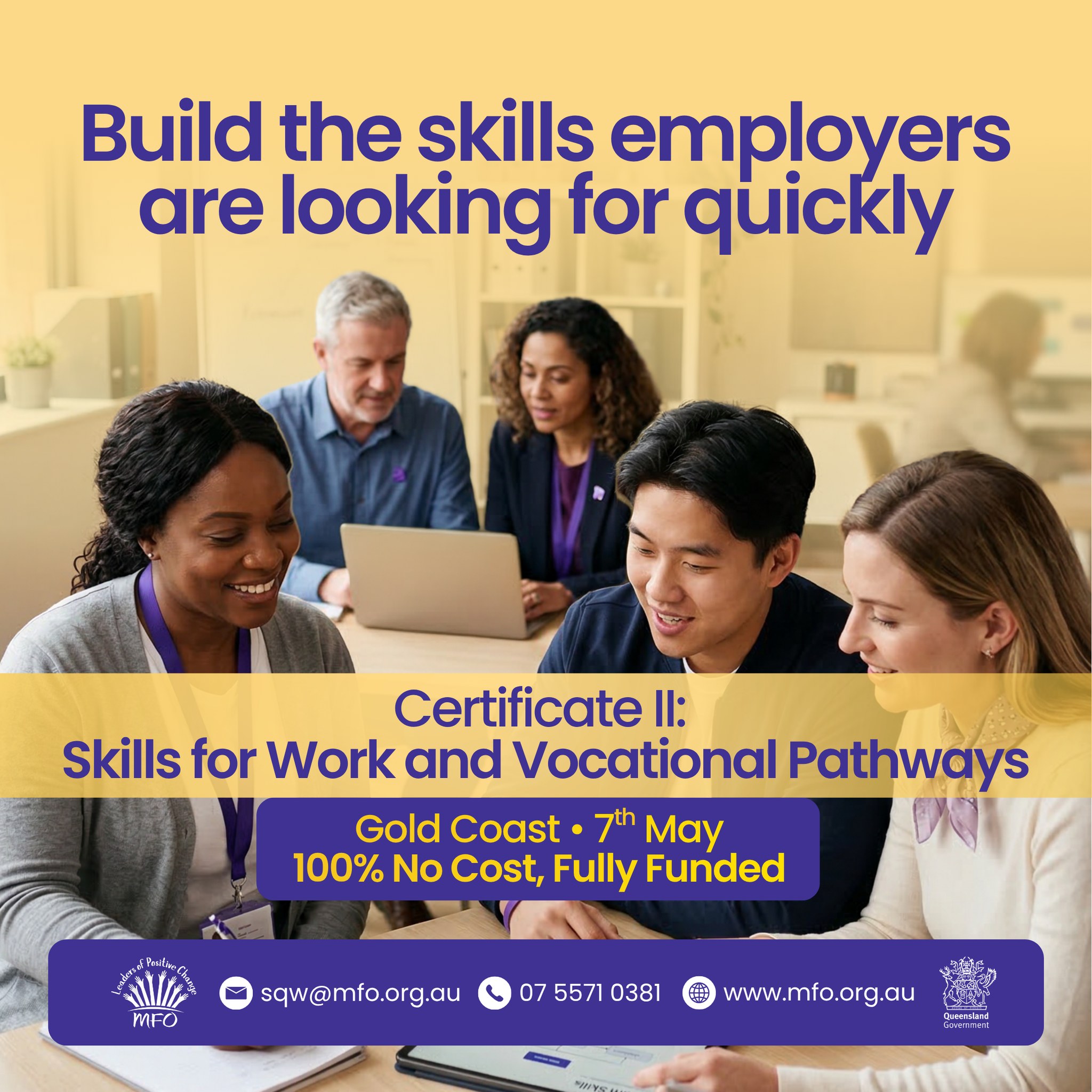 Whether you are returning to work, looking for your first job, or ready for a change, this course is for you: Certificate II: Skills for Work and Vocational Pathways. Build the skills and confidence employers are looking for quickly.
Starting 7th May | Southport, Gold Coast | Classes on Thursday & Friday 9am - 2:30pm | 10 weeks
And the best part? The course is 100% no cost to you, fully funded by the Queensland Government under the Skilling Queenslanders for Work program.
📢 Last spots! Register now at our website or link in bio