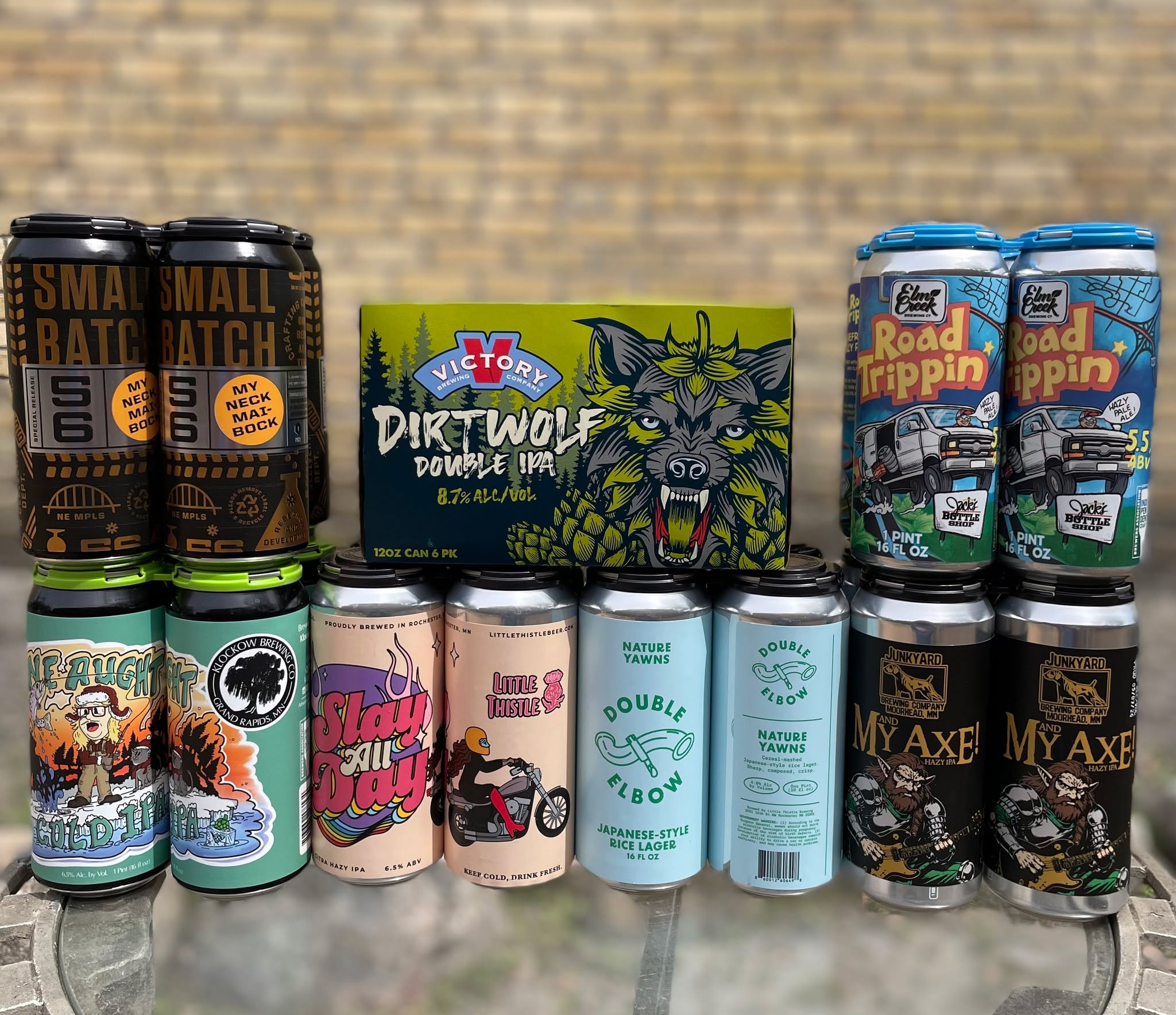 Fresh beer drop Thursdays! New @littlethistlebeer Hazy IPA along with a @doubleelbow Rice Lager, @56brewing Maibock, @elmcreekbrewing Hazy Pale collab with @jacksbottleshopmn, @junkyardbrewing And My Axe! Hazy IPA, @klockowbrewing One Aught Cold IPA & @victorybeer Dirt Wolf DIPA. A few favorites from @barreltheory just hit the floor too!