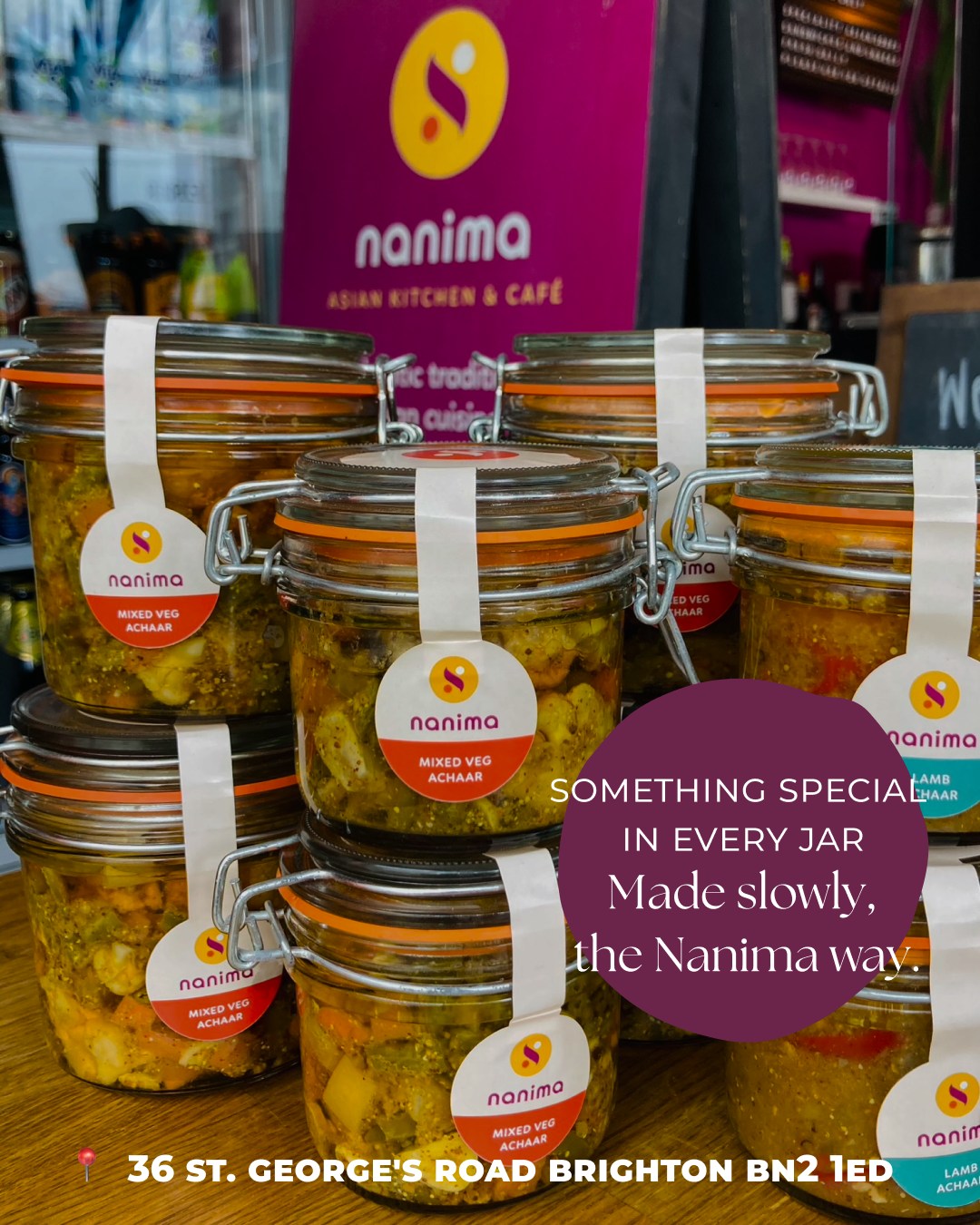 Some things at Nanima are made slowly on purpose 🤎
Our jars are packed with bold flavours, spices, care and the same homemade feeling that’s always been part of our kitchen.
No shortcuts. No “factory feel”.
Just proper food, prepared the Nanima way ✨
Perfect to take a little piece of Nanima home with you while we prepare for the exciting next chapter with Deep Dive 🎷
Pop by and see what’s fresh this week 👀
📍 36 St. George’s Road, Brighton BN2 1ED
#nanimabrighton #brightonfood #kemptown #brightoncafe #smallbusinessbrighton
