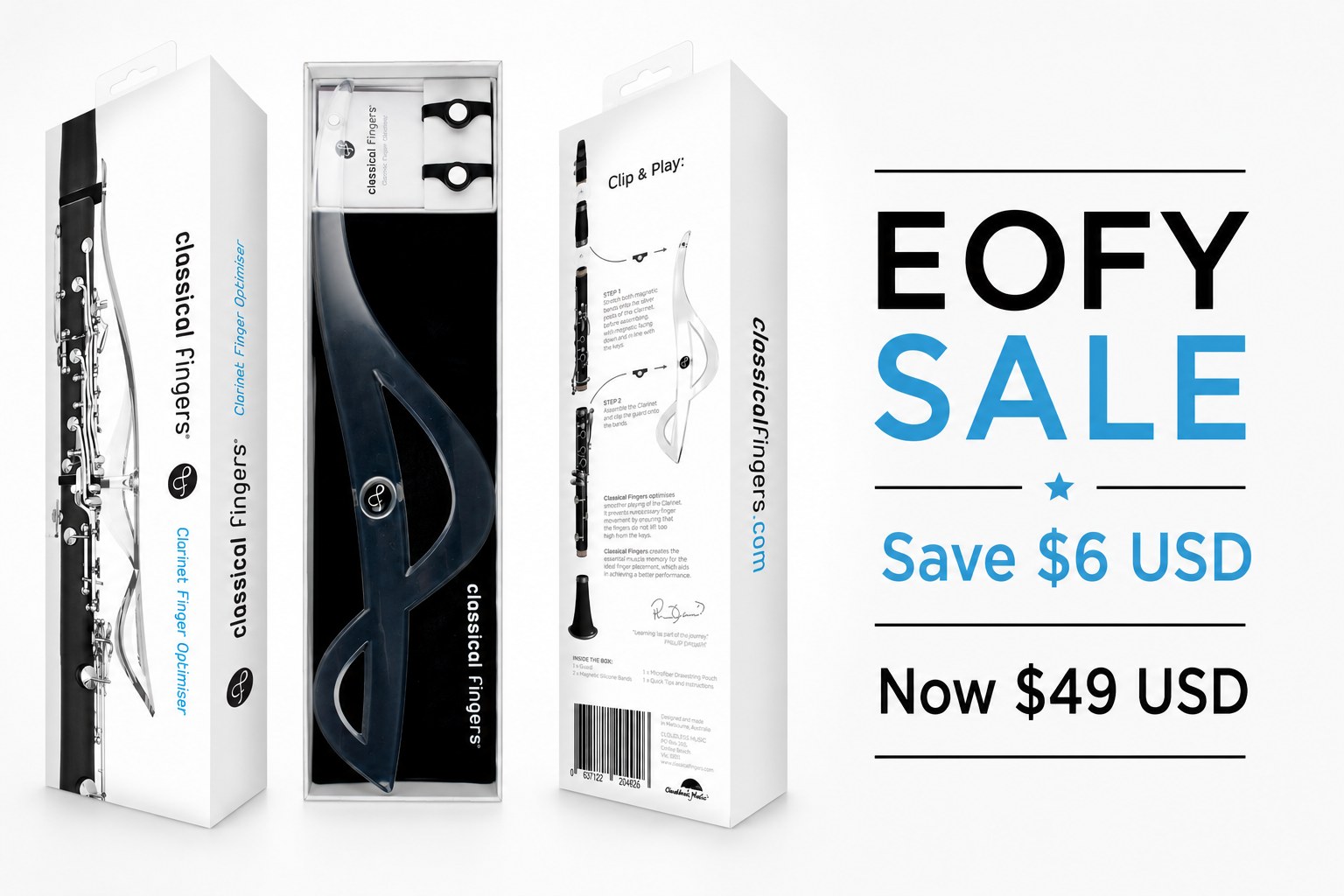 🎵 EOFY SALE 🎵
Save $6 USD on Classical Fingers.
Now $49 USD (normally $55 USD).
Classical Fingers is designed to help clarinet students develop correct finger position and muscle memory, whether you're just starting out or refining your technique.
Offer ends June 30.
Shop now: www.classicalfingers.com
#ClassicalFingers #Clarinet #ClarinetPlayer #ClarinetTeacher #ClarinetLessons #MusicEducation #Woodwind #Musician