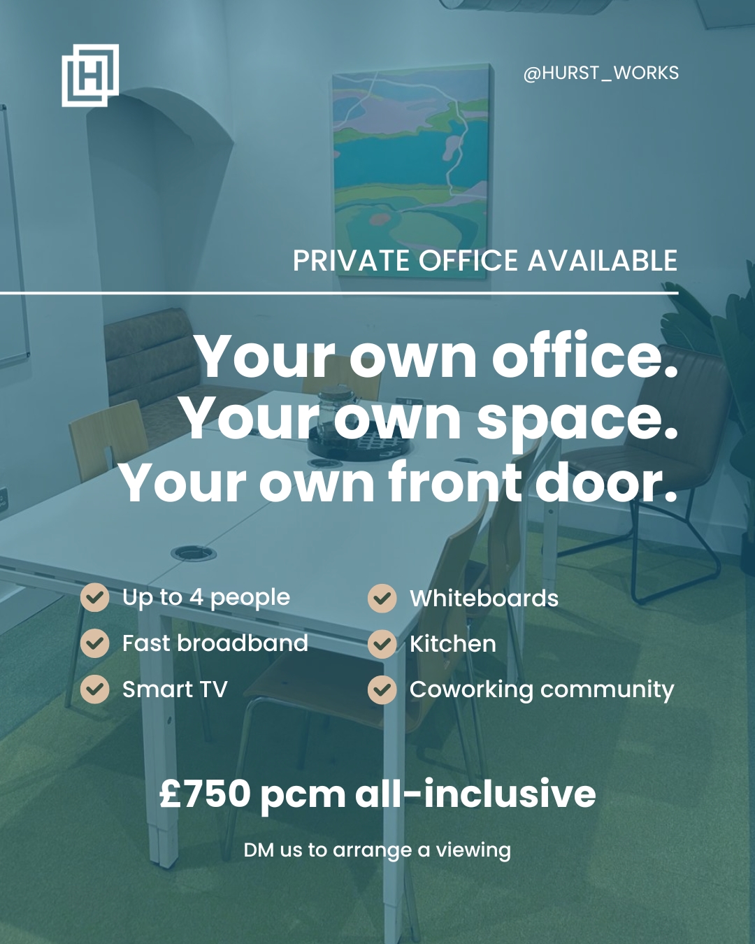 Private office now available - DM us for more!
#Community #CoworkingSpace #WorkTogether #HurstWorks #Coworking
