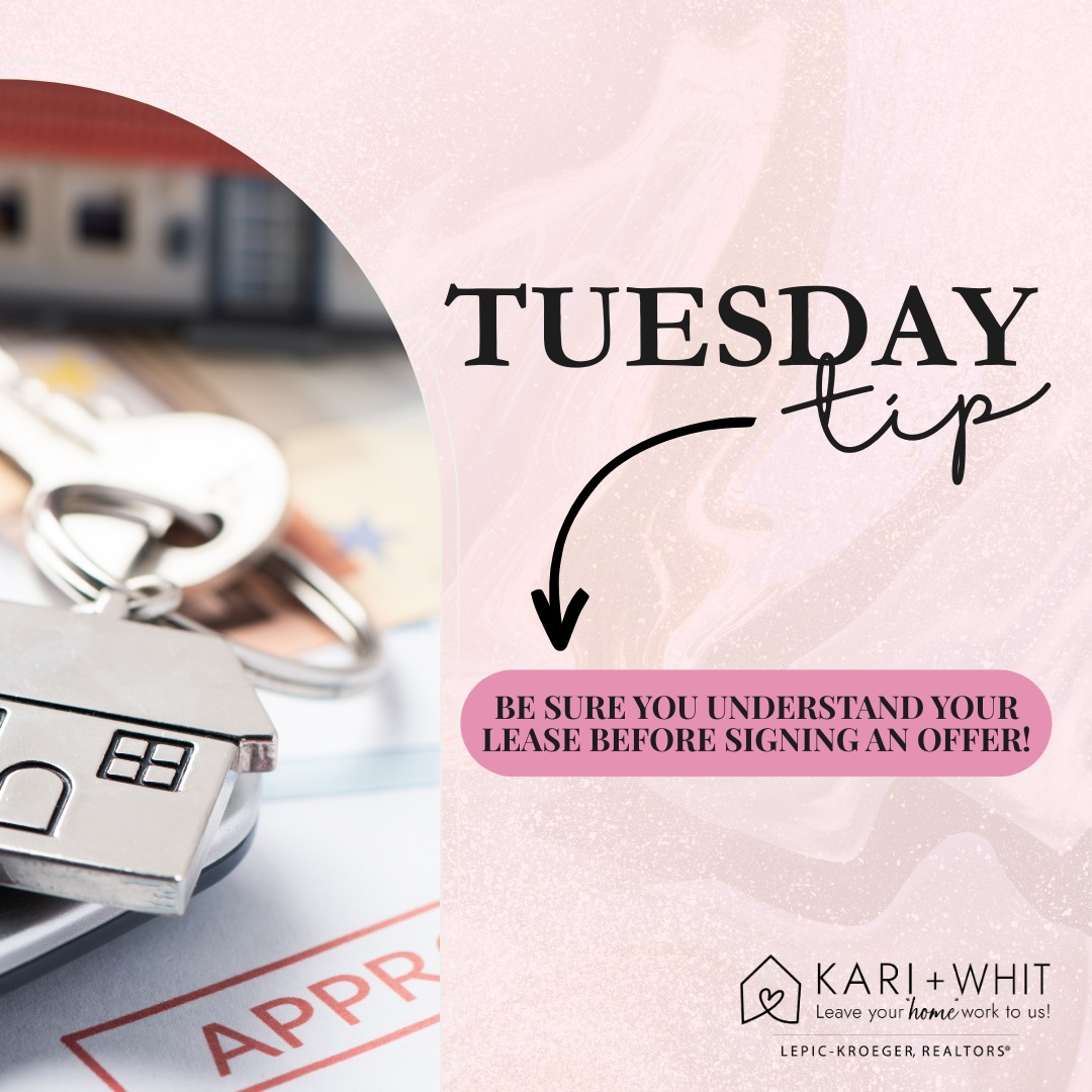💡 Tip Tuesday for Renters Thinking About Buying! 🏡
Before you start house hunting, take a close look at your current lease!
📋 Check for:
✅ Lease end date
✅ Required notice to terminate
✅ Early termination fees
✅ Month-to-month options
Understanding your lease upfront can help you avoid unexpected costs and make the transition from renter to homeowner much smoother.
Buying a home is exciting... but paying rent and a mortgage at the same time? Not so much. 😅
Thinking about making the move from renting to owning? We are here to help you navigate the details and create a game plan that works for you! ❤️
#TipTuesday #HomebuyerTips #RentingToOwning #KariAndWhit #LeaveYourHomeworkToUs #RealEstateTips 🏠✨