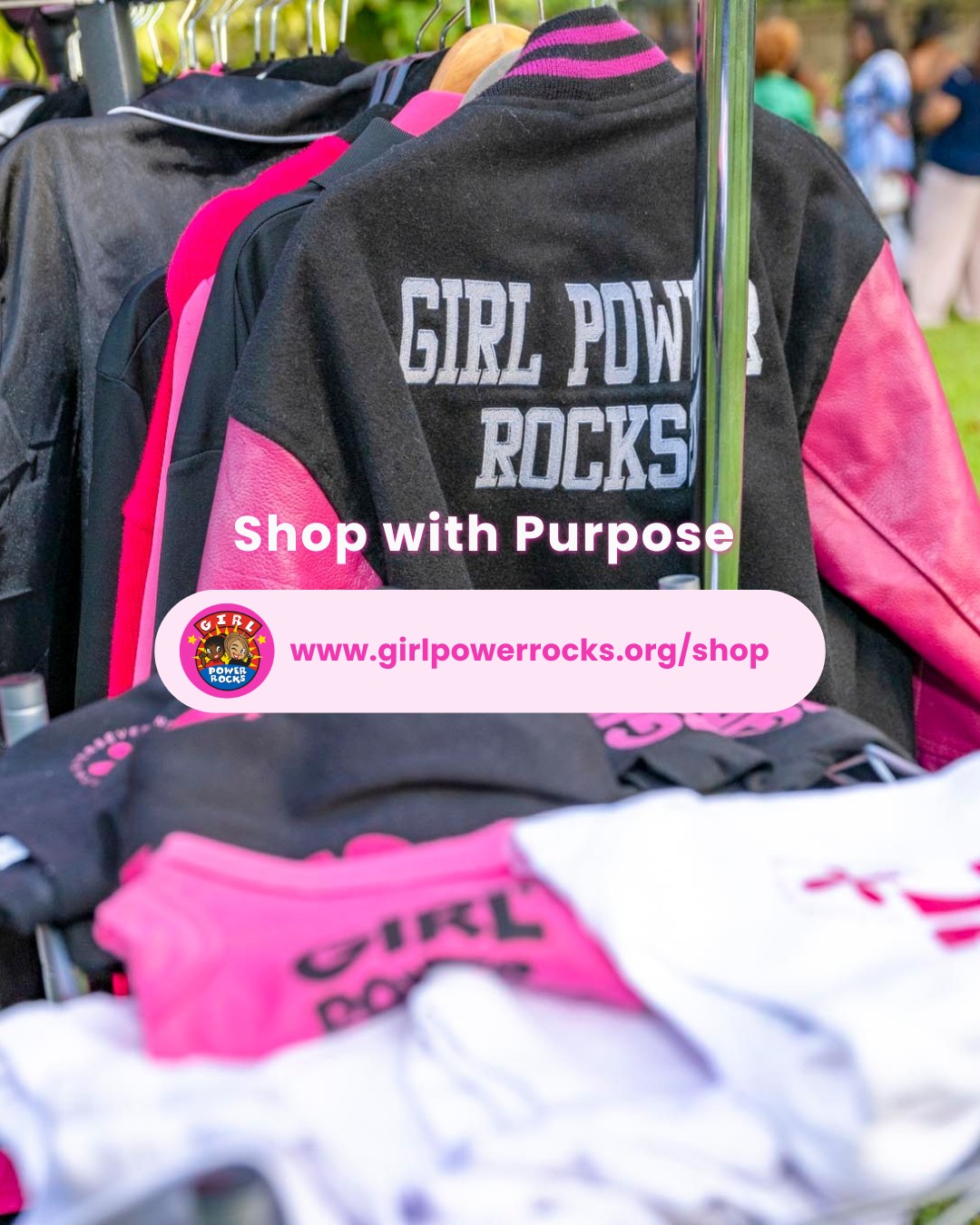 Rep the movement. Buy your merch today and help support programs that build, inspire, and uplift the next generation of girls. Every purchase makes a difference in creating opportunities for leadership, growth, and empowerment.
Shop today: girlpowerrocks.org/shop
