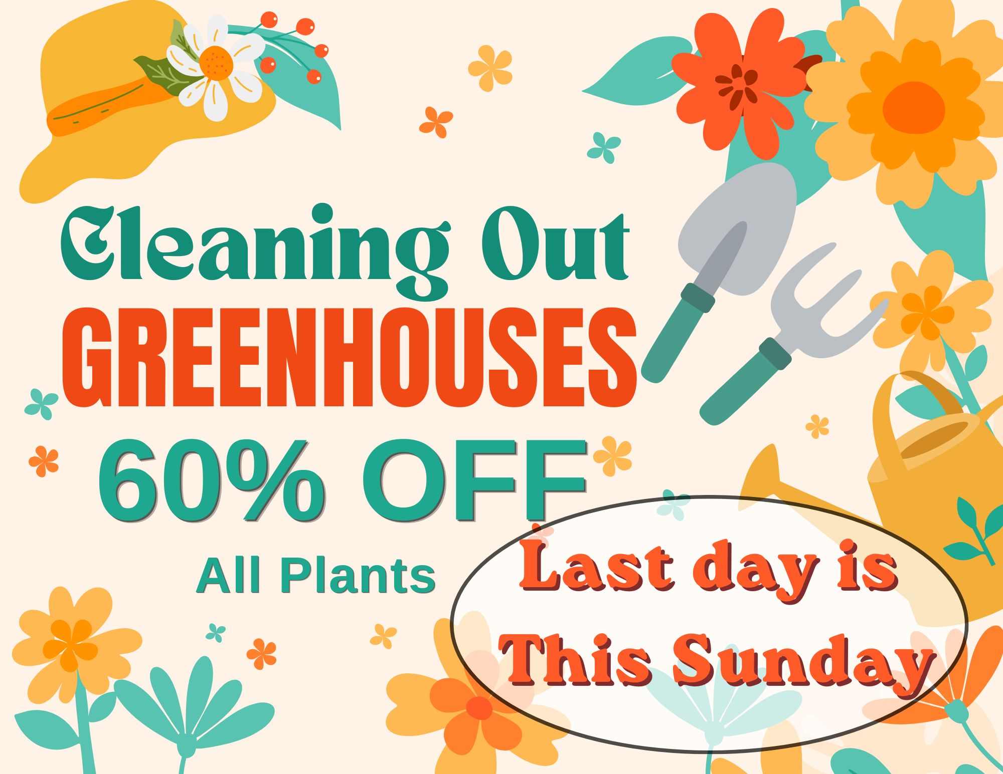 Today marks our final day of business for the 2026 season. All annuals, perennials, vegetables, hanging baskets, and potted containers are 60% off until we close at 6pm. I appreciate the support shown this year; it has been wonderful!