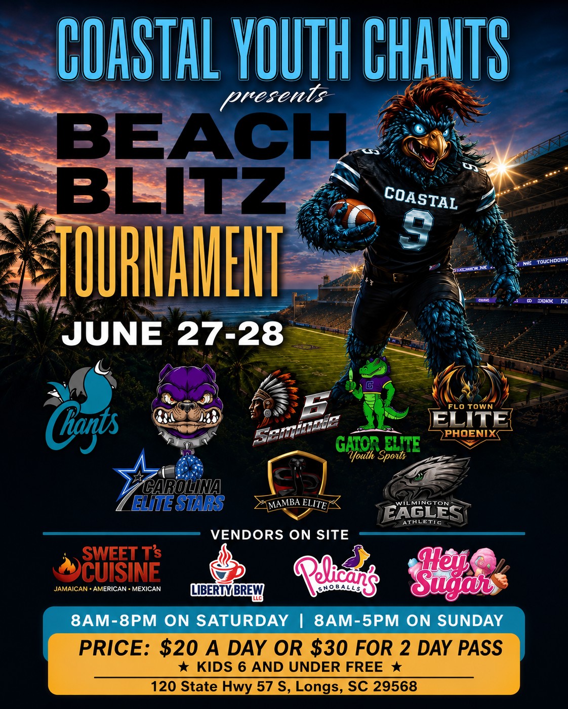 🚨 Next Stop Alert! 🚨
Beach Blitz Tournament @ Coastal Youth Chants Facility
📍 120 State Hwy 57, Longs, SC 29568
🗓️ This weekend: 6/27-6/28
Come through and check out the latest ParkLyfe and HLF ATL merch!
Look for the red tent — you can't miss it!
🔥 Ready to level up your drip? 🔥
Head over to parklyfe.com and subscribe to our email list for the latest updates and fresh product drops. Sign up as a ParkLyfe Member and unlock exclusive deals and promos!
Join the movement - Unleash Your Drip!
#parklyfe #unleashyourdrip #flagfootball #tacklefootball #sportsthread