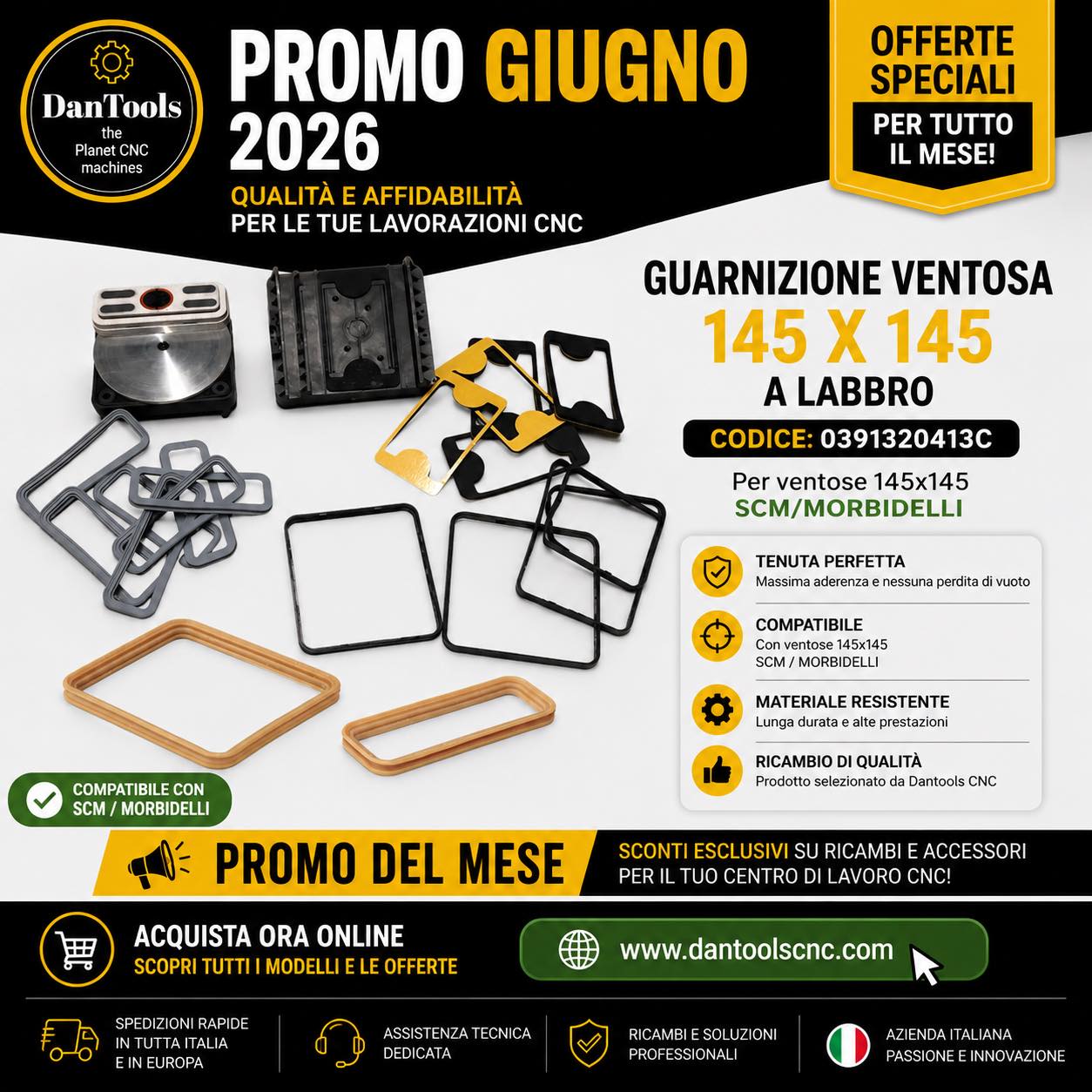 🔧 LA TUA VENTOSA NON TIENE PIÙ IL VUOTO?
Spesso non è necessario sostituire tutta la ventosa.
Con la guarnizione a labbro 145×145 codice 0391320413C puoi ripristinare la perfetta tenuta delle ventose SCM/MORBIDELLI, migliorando l’efficienza del tuo centro di lavoro CNC e riducendo i costi di manutenzione.
✅ Compatibile con ventose SCM/Morbidelli 145×145
✅ Elevata resistenza all’usura
✅ Massima tenuta del vuoto
✅ Ricambio professionale di qualità
✅ Spedizione rapida in tutta Italia
🎯 Approfitta delle PROMO DEL MESE disponibili su Dantools CNC!
Scopri il prodotto qui:
👉 https://www.dantoolscnc.com/product-page/guarnizione-ventosa-145-x-145-a-labbro
💬 Hai dubbi sulla compatibilità con la tua macchina? Contattaci: ti aiutiamo a scegliere il ricambio corretto.
🌐 www.dantoolscnc.com
#DantoolsCNC #SCM #Morbidelli #RicambiCNC #VentoseCNC #GuarnizioneVentosa #VacuumPods #Nesting #CentroDiLavoro #Woodworking #CNCMachining #planetcncmachines #falegnameria