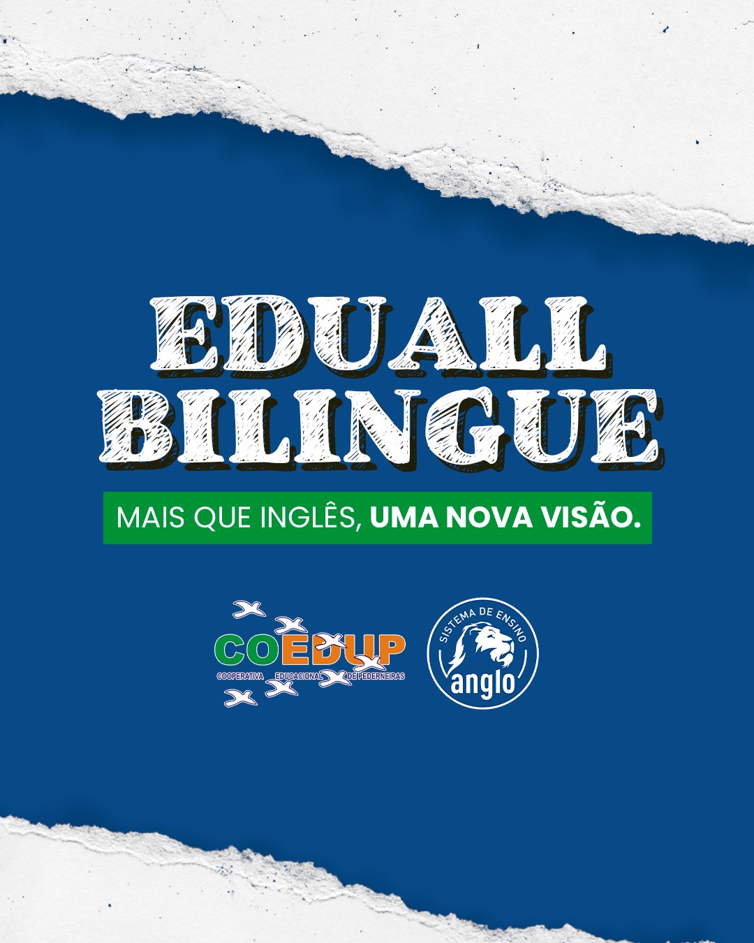 Imersão cultural e aprendizado prático com a Eduall.
Seu filho fluente e preparado para um mundo sem fronteiras.
Descubra o poder do bilinguismo. Saiba mais!
📚Infantil | Fundamental | Ensino Médio
🦁 Ensino de excelência com o @sistemaanglo | @eduall
🔵🟠Coedup - Cooperativa educacional de Pederneiras