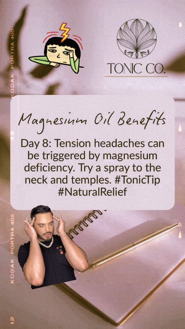 Tension, tight neck, pressure behind your eyes?
Magnesium might be the missing piece. πββοΈ
It works by:
βοΈ Relaxing muscle tension
βοΈ Calming overactive nerves
βοΈ Improving blood flow to the brain
βοΈ Reducing stress (a major headache trigger)
Spray onto your neck, shoulders, or temples β gently massage in, breathe deep, and let it go. β¨
#TonicCo #MagnesiumForHeadaches #TensionRelief #NaturalSupport #RestoreYourBody #TonicTip