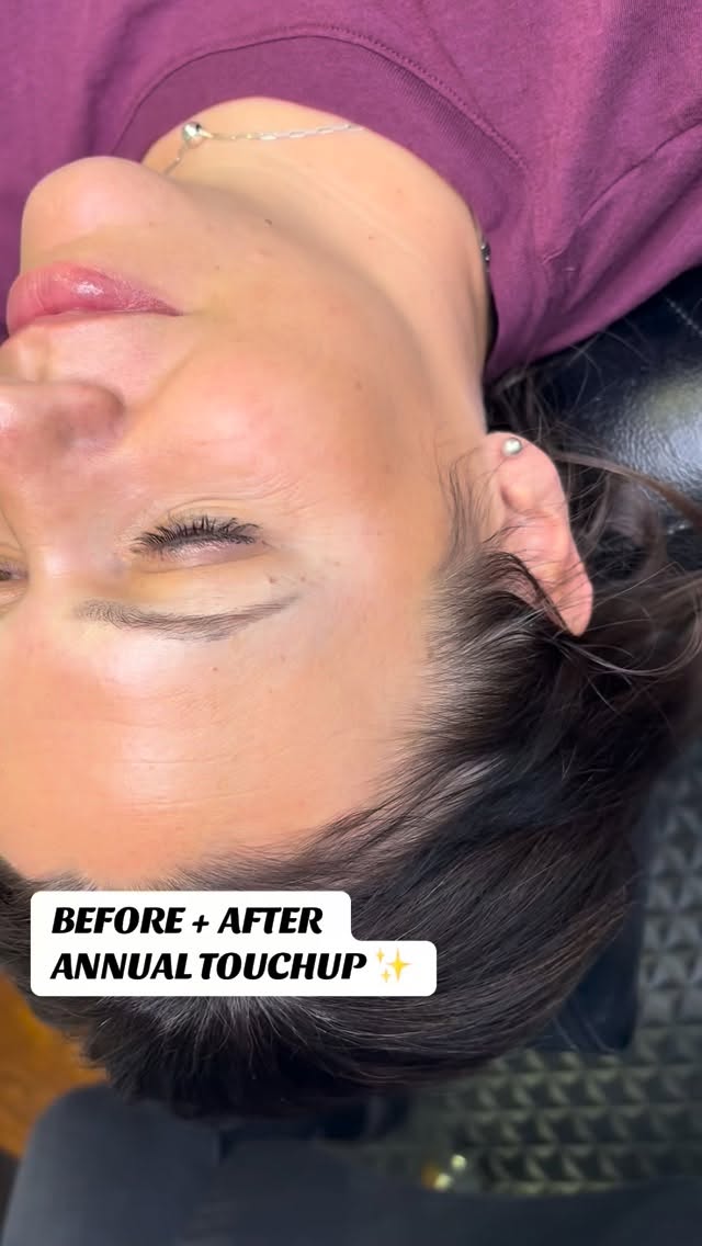 BEFORE + AFTER AN ANNUAL TOUCHUP ✨
It had been FIVE YEARS since we last did her brows 🫶🏼
This is the goal! AND She still received the annual discount because she cared for her skin and brows so well. 💃🏻💃🏻
#combinationbrows #permanentmakeup #Va