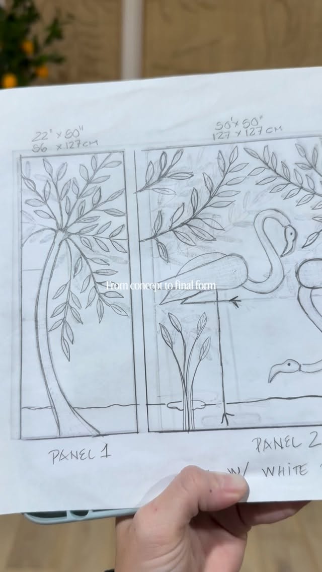 What starts as a pencil sketch becomes raised, textured wall art: hand-finished in woven natural fibers and brought to life panel by panel. A slow process, intentional materials, and designs that feel timeless from the start.
#walldecoration #homedesign #homedetails #natural