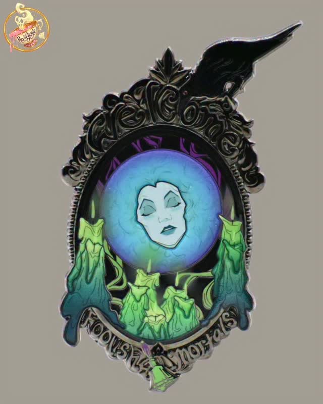 Good Morning, Pin Goblins! We are starting to take new photos of all of our available pins, and I am always enamoured with our Madame Leota pin! I Just LOVE the colour gradient and glow effects this pin has. Not to mention of the raven has a red gem for an eye!!
#MadameLeotaPin
#HauntedMansion
#LimitedEditionPin
#PreorderNow
#HexAndGiggle