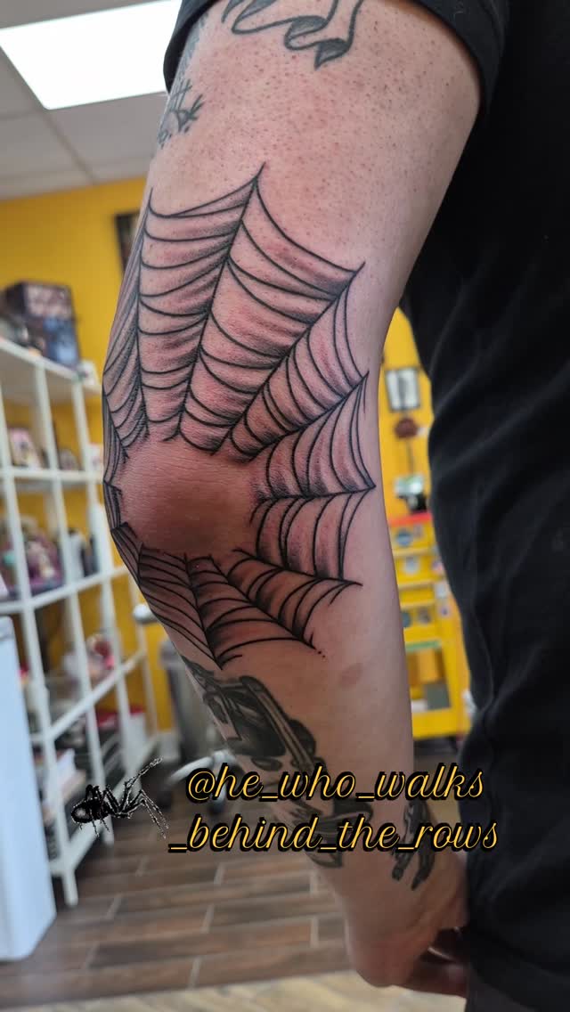 @he_who_walks_behind_the_rows #spiderweb #spiderwebtattoo #tattoo #tattoos