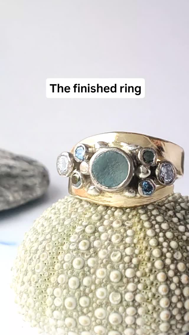 The absolutely beautiful Rhea and Matt. Huge congratulations to you both ππ.
This ring was an absolute pleasure to create, featuring hang cut sea glass, selected by Matt, with beautiful blue, green and white diamonds in all the sea colours. Every single element of this design had Rhea at the centre of it, even down to Matt sharing a photograph of Rhea with her day-to-day jewellery. I never underestimate the value of a photograph or face-to-face meeting. From what Matt told me and from the photograph I was able to create a few designs that just felt "Rhea"...of course the final choice and adaptations were by all Matt, then it was over to me to make that all into a reality.
Getting the ring safely over to Ireland was a challenge during a postal strike but we managed it π.
Then I received this wonderful message saying Rhea had said "Yes"... How wonderful ππ.
What a lovely piece of good news to share!
Many many congratulations to Rhea and Matt.
#handmadejewellery
#custommadeengagementring #alternativeengagementring #seaglassengagementring