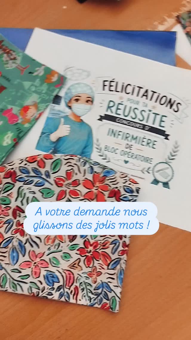 Pour accompagner vos cadeaux nous pouvons glisser des petites pensées que nous imprimons, n'hésitez pas à le demander ☺️
Bravo à celles et ceux qui ont réussi le concours d'entrée à l'école d'IBODE !