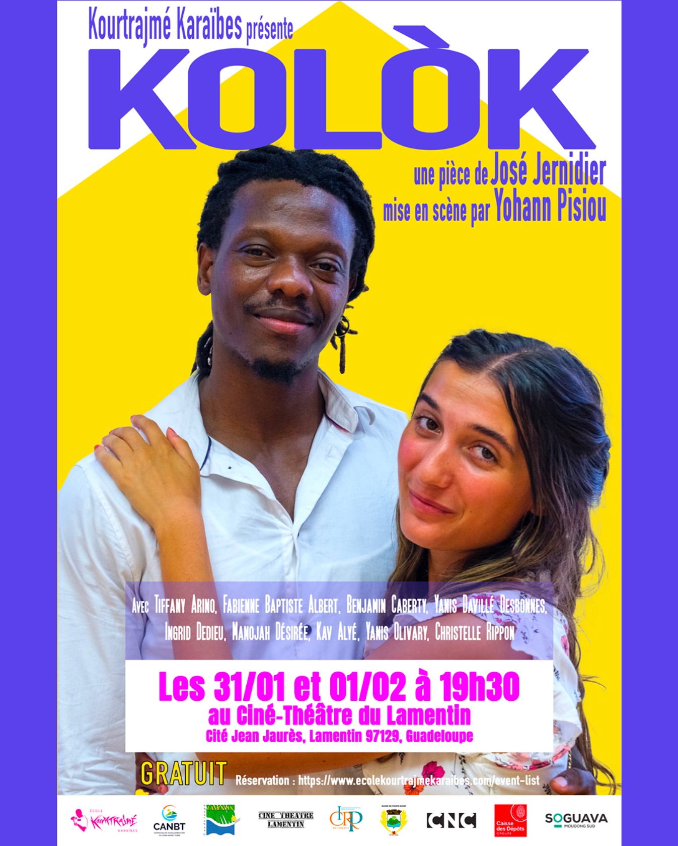 C’est le JOUR-J !
SOLD OUT SUR LES 2 DATES ! Vous avez répondu présent ! 🩷
KOLÒK, écrit par @jose.jernidier avec une mise en scène de Yohann PISIOU (@bibi.tanga) c’est ce soir !
RDV 19h pour avoir une bonne place ! 🔥
Un grand merci à @le_cnc @canbt971 @villedelamentin971 @villepointenoire @soguava_guadeloupe @kolektifawtisrezistans 🩷