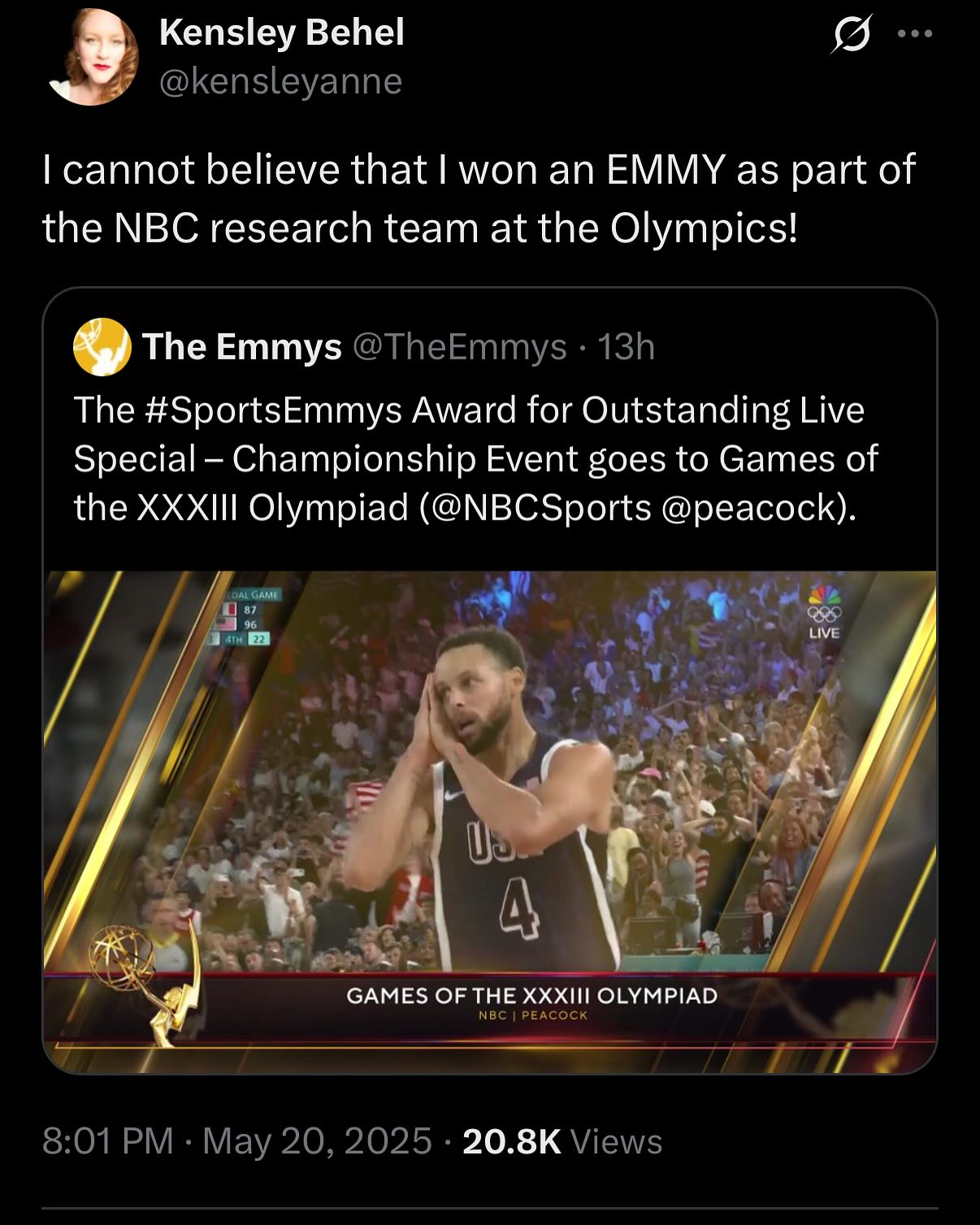 I won an EMMY!!!
So a WILD piece of news. Last night, I won an Emmy as part of the NBC research team at the Paris Olympic Games.
We were nominated for Outstanding Live Special – Championship Event and won! I cannot explain how special it was to be part of the Olympics. Truly, rewarding just on its own.
But an EMMY too? I’m absolutely giddy!
Who knew my love of gymnastics (that a Ph.D. Professor told me I should give up) would land me here!
#gymnastics #musician #musicianshealth #emmy #nbc #paris2024 #clarinet