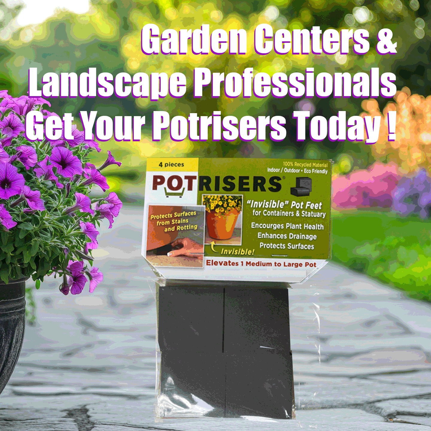 Garden Centres & Landscape Pros — Invest in What Plant Lovers Need!
Your customers are looking for smart, effective solutions for their outdoor container gardens — and Potrisers deliver.
✔️ Elevates pots for better drainage & airflow
✔️ Prevents water damage on patios, decks, and hardscapes
✔️ Discreet, durable, and supports heavy containers & statuary
Available in bulk packs with wholesale pricing and free shipping on 2+ cases, Potrisers are a must-have addition to your product offering or landscape toolkit.
Stock up now at potrisers.com and help your customers grow healthier plants while protecting their outdoor spaces!
#Potrisers #GardenCenters #LandscapeProfessionals #WholesaleGardening #SmartGardening #HealthyPlants #OutdoorLiving