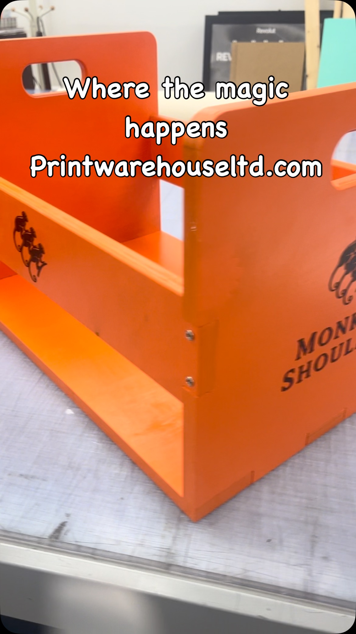 We print on products for all types of brands. A vinyl records holder for an event for monkey shoulder whiskey. #print #vinyl #branding #signage #creative #events #printwarehouseltd.com