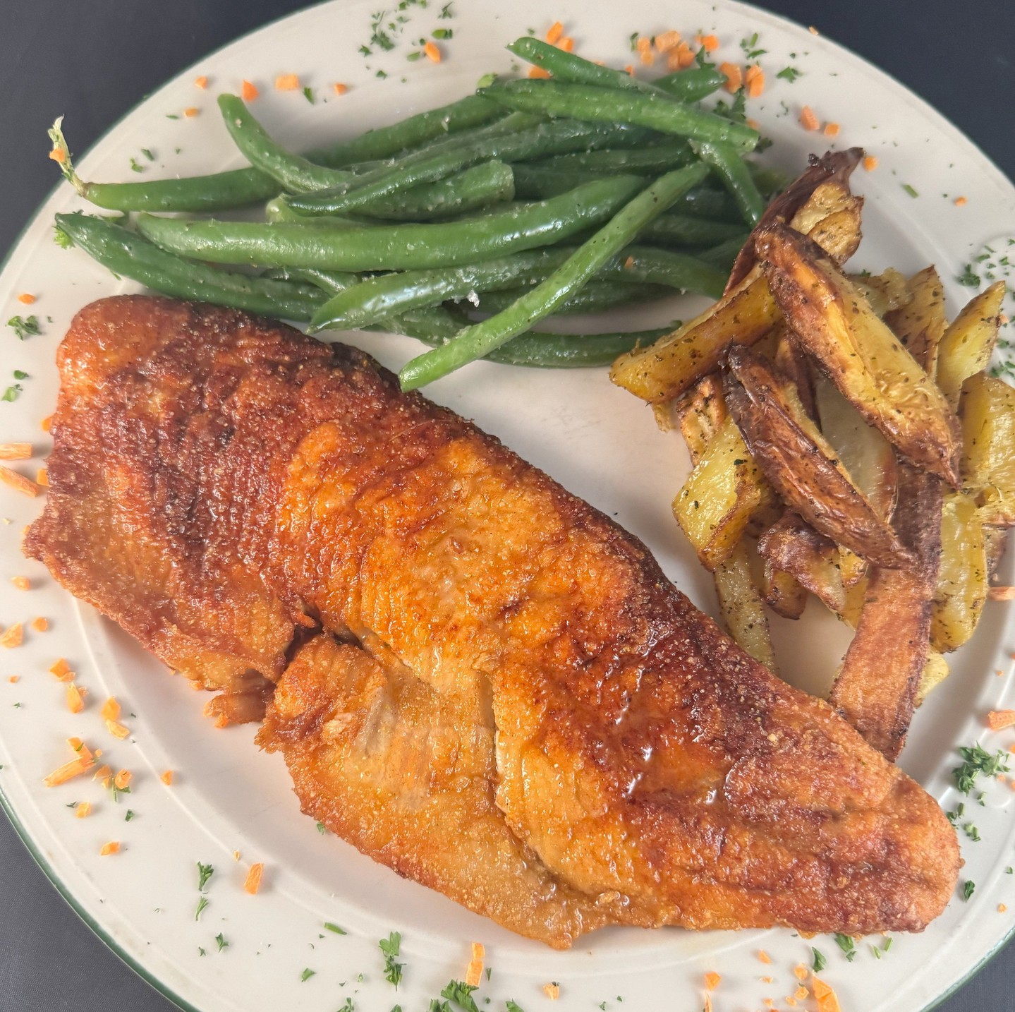 Our Great Lakes Whitefish is pan fried in organic extra virgin olive oil.