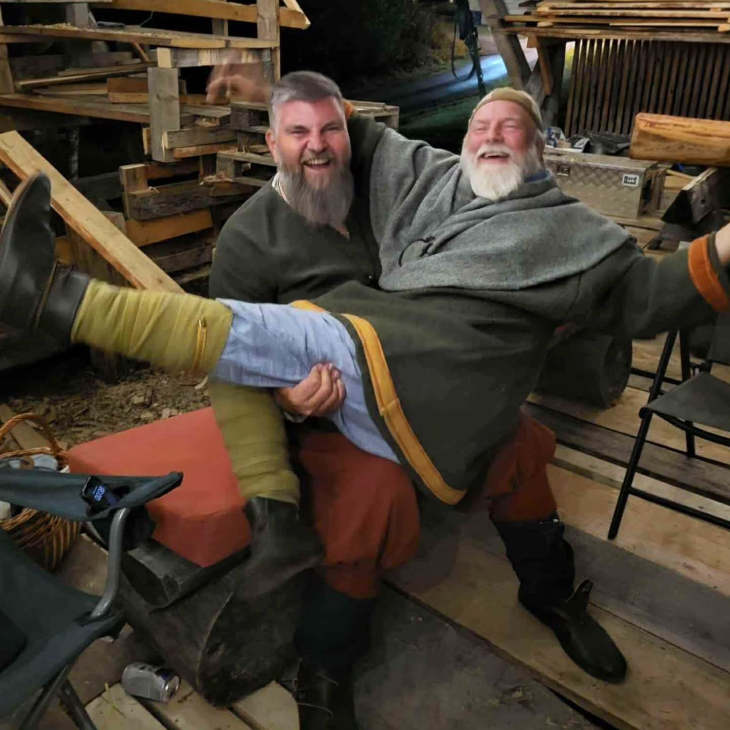 Two of our captains (Høvedsmenn in Norwegian) celebrating the launch of our Viking ship. 🥳
1000 people and over two hundred boats witnessed the ship glide into the fjord for the first time.
You can check out our Facebook page and see the video! 😀
#haraade #vikingship
#happyvikings