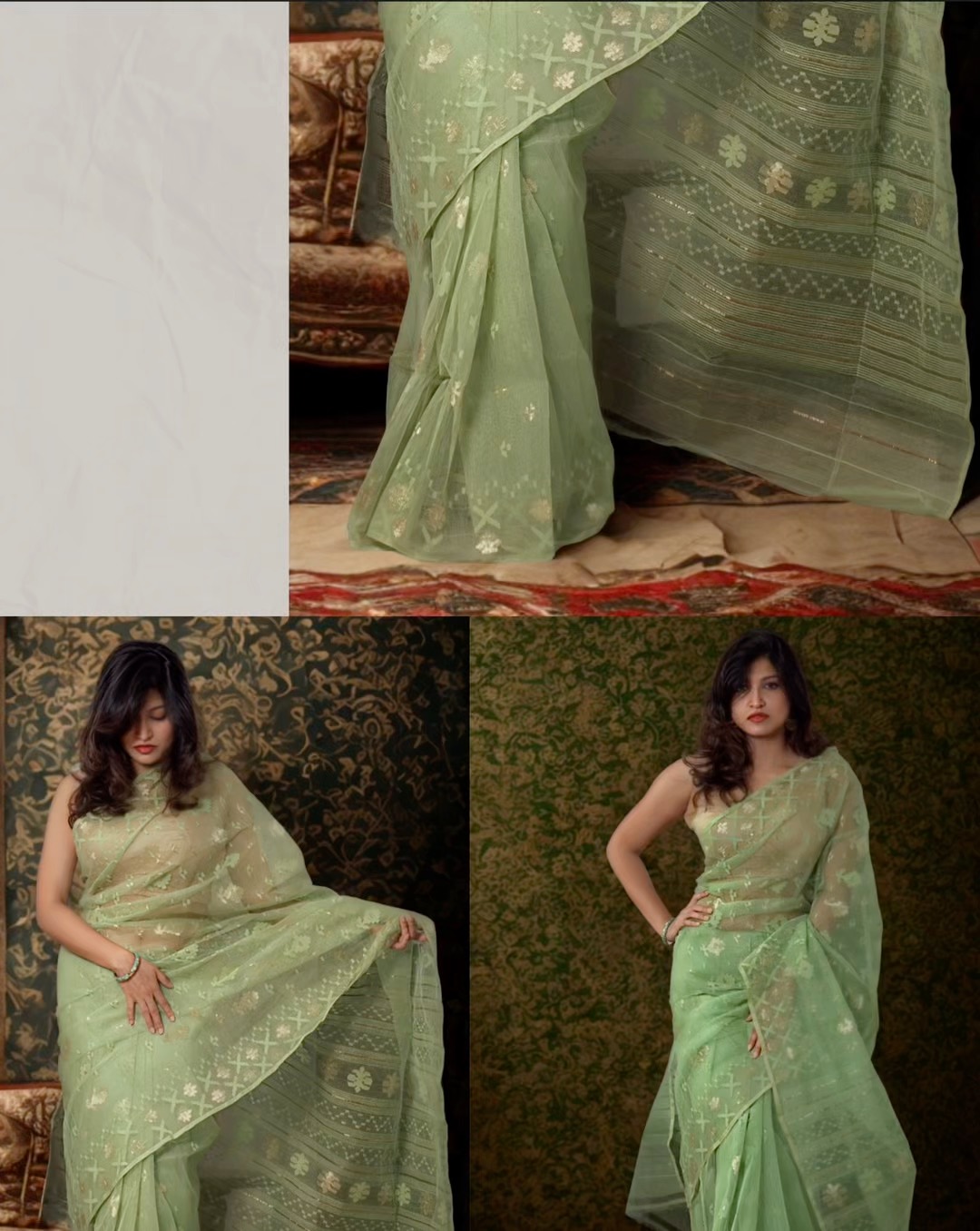 Spring Meadow Handloom Jamdani Sari.
Handwoven in Dhaka with over 280+ artisan hours of work. Lightweight, breathable, and pure 60-count half silk and cotton. A true symbol of tradition and grace. ✨
#JamdaniSari #Handloom #TimelessCraftsmanship #SareeLove #Handwoven #ArtisanMade #ElegantDesign #CulturalPride #MadeInBangladesh #DhakaHandloom #WeavingTradition #PureSilkCotton #SareeGoals #SpringMeadowSari #SlowFashion