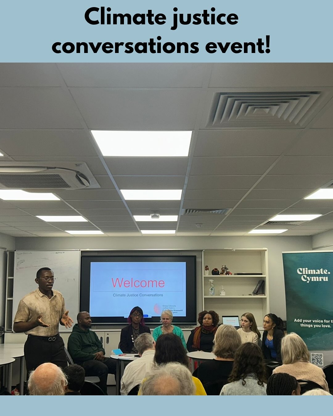 Yesterday our YCA members Menna, Emily, and Sara spoke on a panel alongside incredible speakers discussing groups who are disproportionately affected by climate change. There were representatives for women’s groups,young people, native communities and global majority countries. We had powerful conversations, gained powerful insight, and amazing discussions with the audience. Thank you to climate Cymru for organising the event and to everyone who joined us!🌍
Ddoe siaradodd ein haelodau Menna, Emily a Sara ar banel gyda siaradwyr anhygoel yn trafod y grwpiau sy’n cael eu heffeithio’n fawr gan newid hinsawdd. Roedd cynrychiolwyr yno o grwpiau merched, pobl ifanc, cymunedau brodorol a gwledydd mwyafrif byd-eang. Cawson ni sgyrsiau pwerus, gwerthfawr, ac roedd y trafodaethau gyda’r gynulleidfa yn wych. Diolch i Climate Cymru am drefnu’r digwyddiad, ac i bawb a ymunodd â ni! 🌍✨
