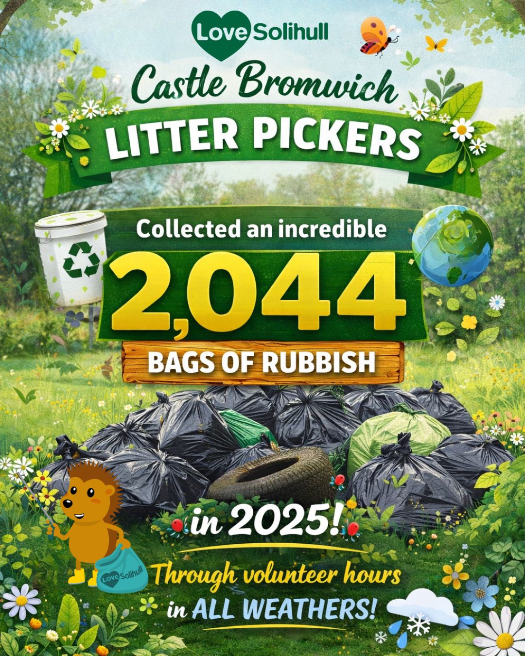 An unbelievable amount of litter collected by our Castle Bromwich litter picking team in 2025! ⭐