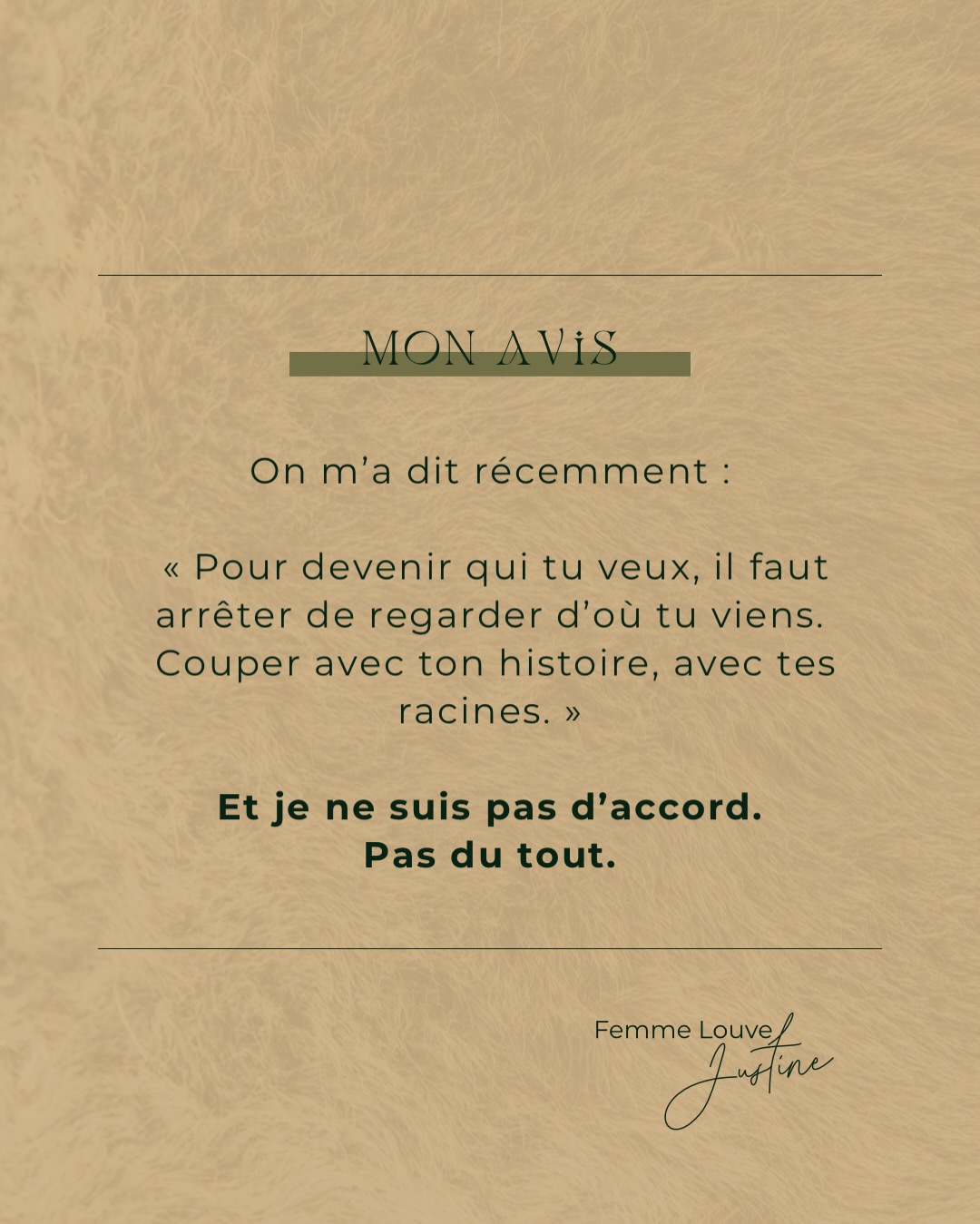 Je ne crois pas qu’on se libère en coupant ses racines.
Je crois qu’on se libère en les regardant en face, en les honorant, puis en choisissant consciemment ce qu’on transforme.
Ta puissance ne naît pas de l’oubli.
Elle naît de la mémoire intégrée.
Si cette vision résonne en toi,
commente MURMURE
#MemoireDuCorps #FemmesLignantes #LiberationFeminine #MemoireCellulaire #MemoireTransgenerationnelle