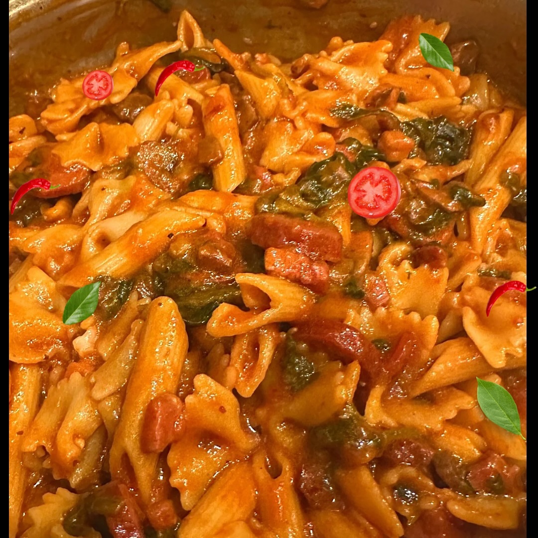 Pasta perfection in every bite! 🍝❤️
Feast your eyes on this mouthwatering pasta dish from The Hungry Kitchen! A delightful mix of penne and farfalle, cooked to perfection in a rich tomato-based sauce with spinach, flavorful meat, and a hint of red chili for that extra kick. Topped with fresh basil leaves, this dish is the ultimate comfort food. Dig in and enjoy the symphony of flavors! 🌿🍅
#PastaLovers #DeliciousEats #AtTheHungryKitchen #FoodPorn #Delicious #Yummy #InstaFood #Foodstagram #FoodLovers #Tasty #Gourmet #EatLocal #FoodGram #delicious #simple #comfortfood #tasty