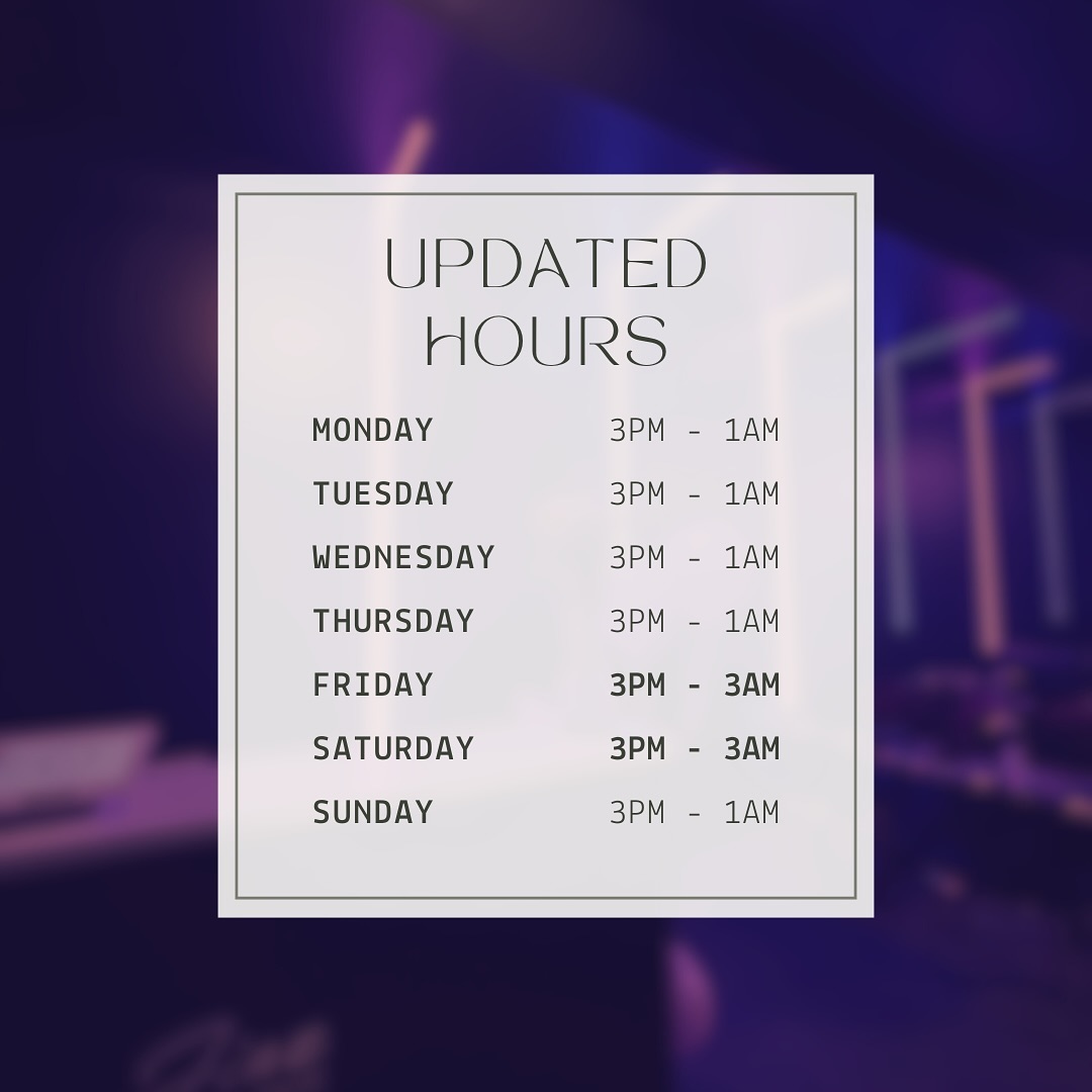 ✨Updated hours✨
We’re excited to announce that starting today, our doors will open at 3pm daily to better accommodate you all - especially those who want to come in a bit earlier!
Enjoy your favourite mixes in our lounge or on the patio a little earlier each day. We can’t wait to welcome you!
See you soon!
#RevisedHours #EarlyOpen #Welcome #LoungeLife #jinxlounge #torontolounge #seeyousoon