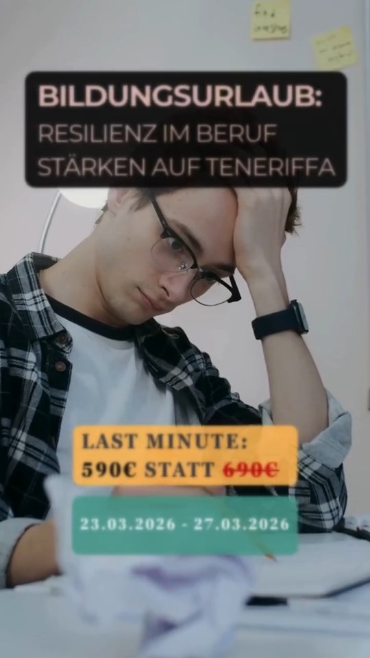 StressbewÀltigung, die im Körper ankommt. Unser Bildungsurlaub verbindet Embodiment-PÀdagogik mit wissenschaftlich fundierter Resilienzarbeit.
Was dich erwartet:
đ§ Neuropsychologische Modelle zu Stress & Resilienz
đ Reflexion & Transfer in deinen beruflichen Alltag
đ€ Gemeinsames Lernen in kleiner, vertrauensvoller Gruppe
AktivitÀten:
đ Surfen als reale Stress- und Selbstwirksamkeitserfahrung
đ§ââïž Yoga & Atemtraining zur Regulation des Nervensystems
Rahmenbedingungen:
đ Ort: Playa de Las AmĂ©ricas, Teneriffa
đ„ Jeden Tag gemeinsamer Brunch inklusive
Sichere dir jetzt unser Last-Minute-Angebot fĂŒr folgende Termine:
đ
Montag, 23. MĂ€rz â Freitag, 27. MĂ€rz 2026
đ¶ jetzt 590 ⏠statt 690 âŹ
â
đ Hi, wir sind Ocean Fused Training. Wir verbinden berufliche Weiterbildung mit Natur und Bewegung. Folge uns fĂŒr fundierte Impulse rund um Stressregulation, SelbstfĂŒrsorge und Resilienz im Berufsalltag.