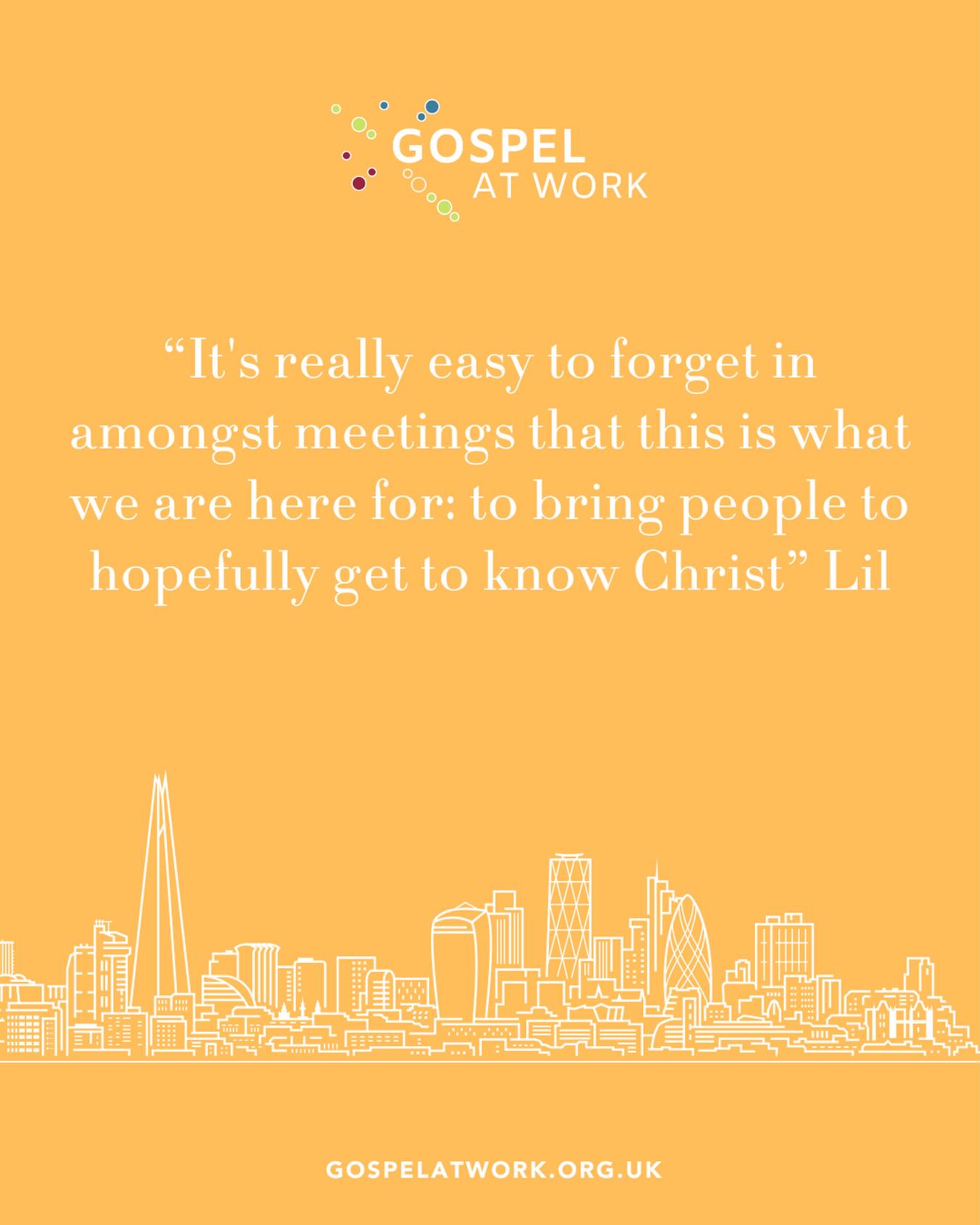 “It’s really easy to forget in amongst meetings that this is what we are here for: to bring people to hopefully get to know Christ” Lil
Find your nearest: gospelatwork.org.uk/map
#gospelatwork #christianity #london #lunchbreak