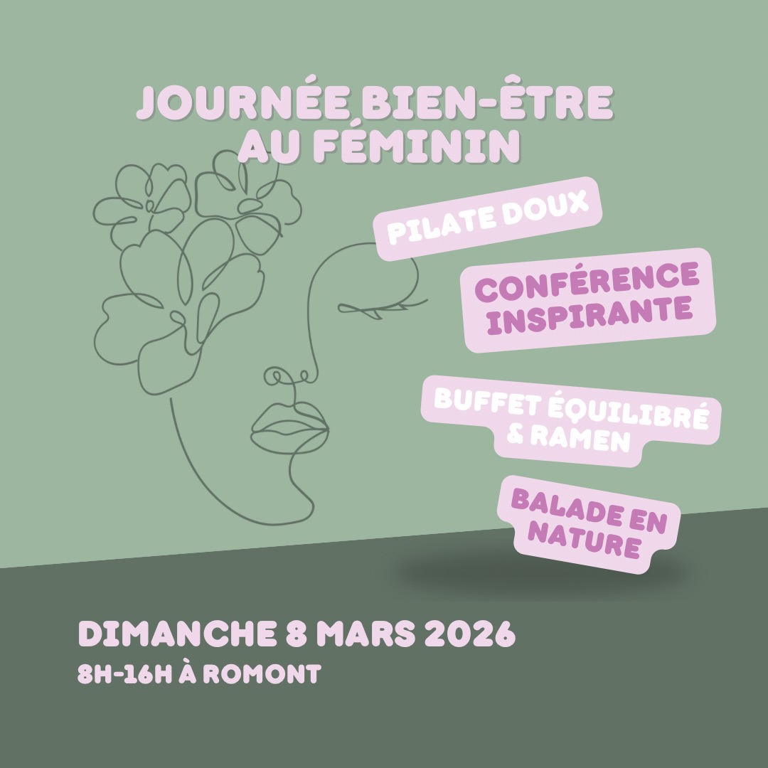 ✨ Journée bien-être au féminin ✨
Parce que vous le méritez 💛
🧘♀️ Pilate doux – Anne Pittet
🎤 Conférence inspirante – Muriel Dubey & Margaux Dupré
🥣 Petit-déj équilibré par vos droguistes & @lesinfusionslioba.ch
🍜 Ramen – @luculswiss
🌿 Balade nature – Cathy & Emanuel Roggen & @grandangle.ch
Inscriptions ➡️ www.roggen.ch (onglet Activités)
Une journée pour le corps, l’esprit… et le plaisir 🌸