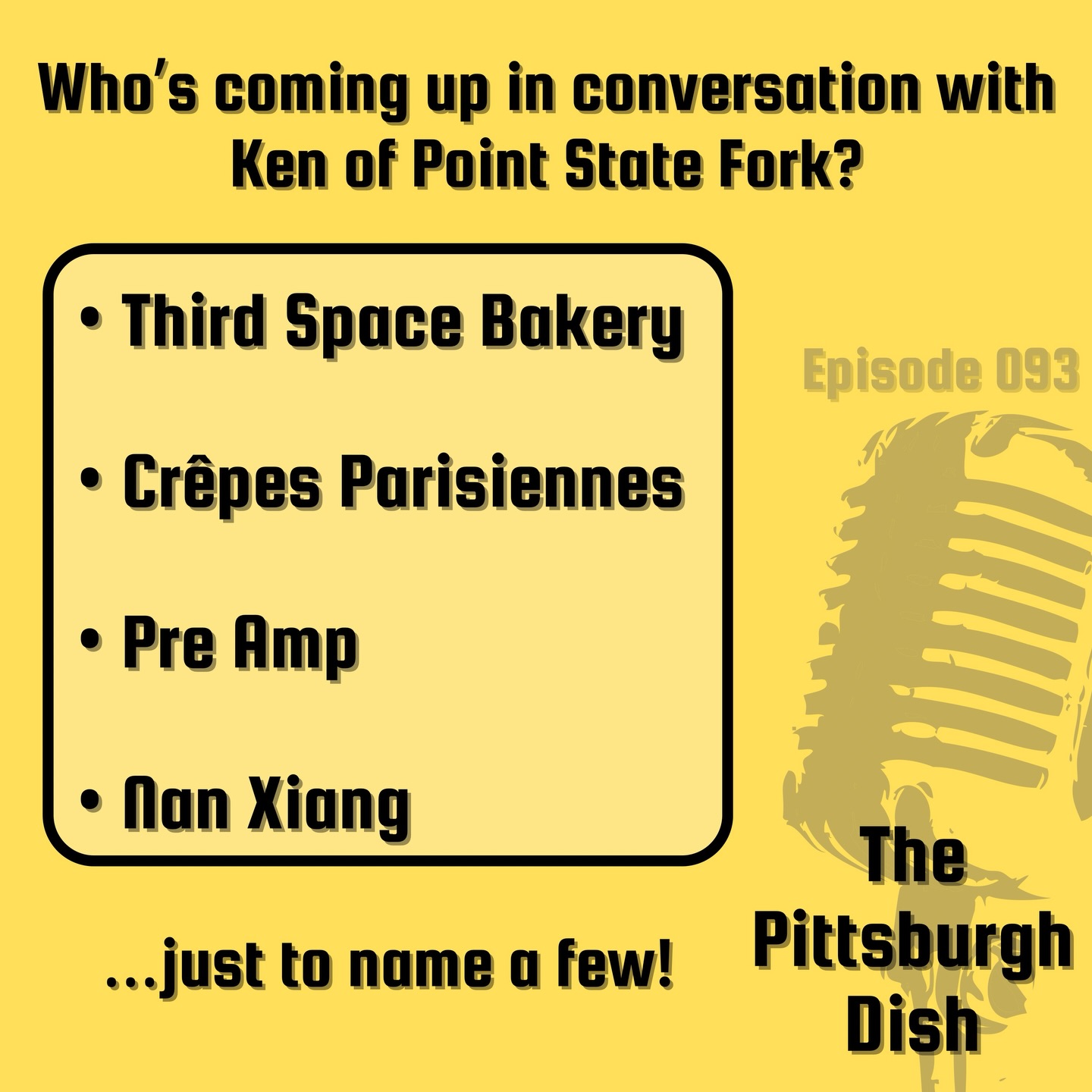 Who’s coming up in our conversation with Ken of PointStateFork on Episode 093? Tune in to hear us discuss even more tasty bites.
Listen to The Pittsburgh Dish on Apple, Spotify, or wherever you get your podcasts! 🔊
#pittsburgh #pgh #podcast #local #food