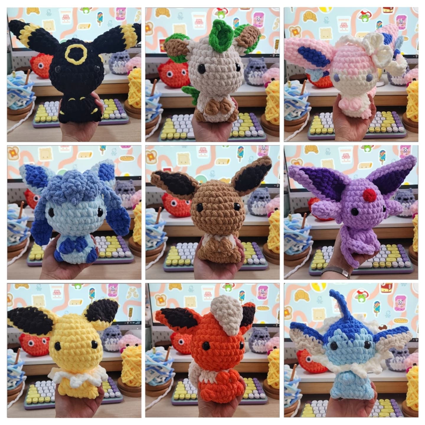 Thank you everyone who has adopted my eevees! And a big thank you to @thefinderskeepersmarket for hosting me and letting me share my craft with everyone! 💚💚
Swipe along the images to see the order of when they were adopted.
#eevee #eeveelution #pokemon #crochet #handmade #finderskeepers