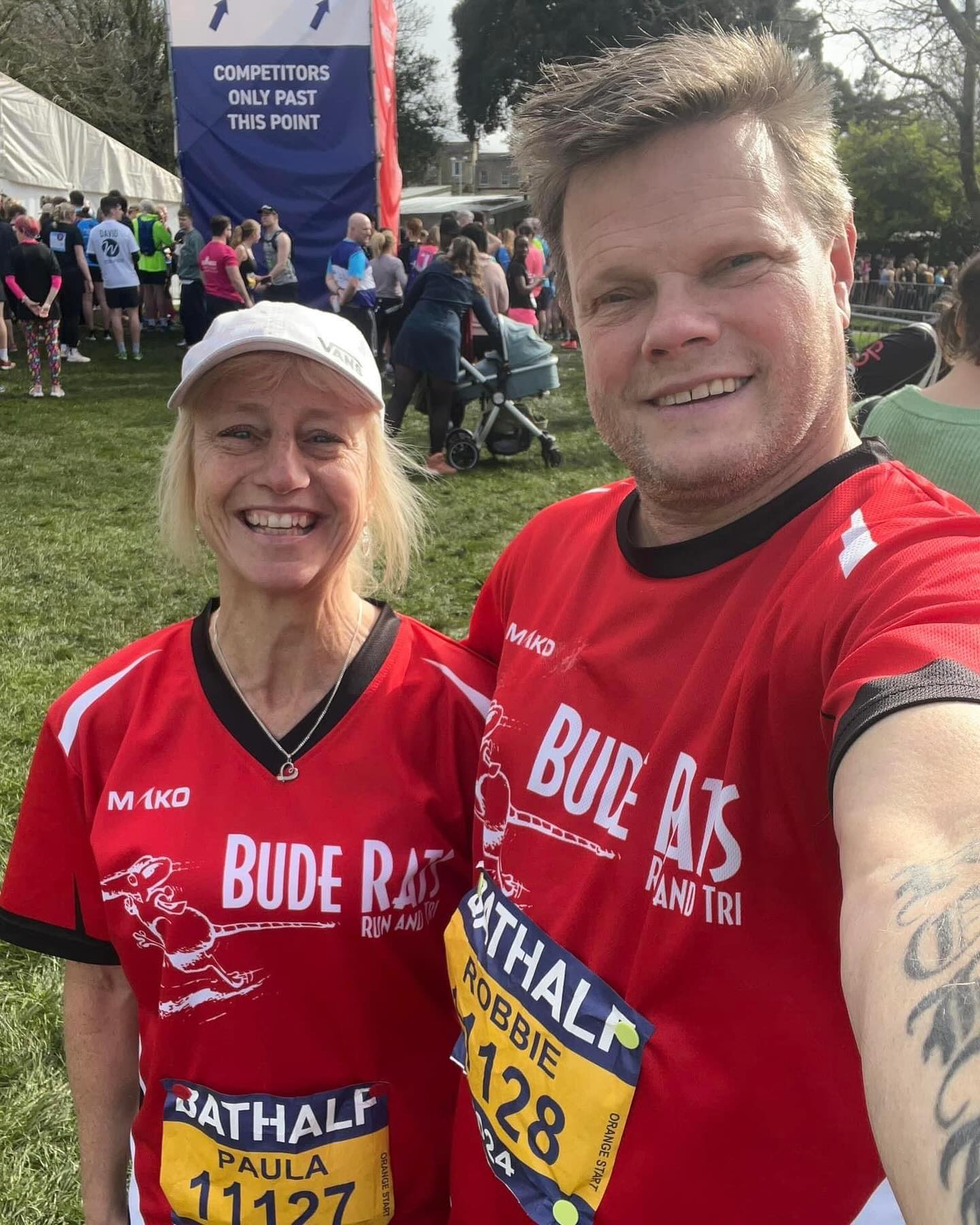 Hereโs some photos of Paula Wilkinson and Robbie Petrie before and after the Bath Half ๐
