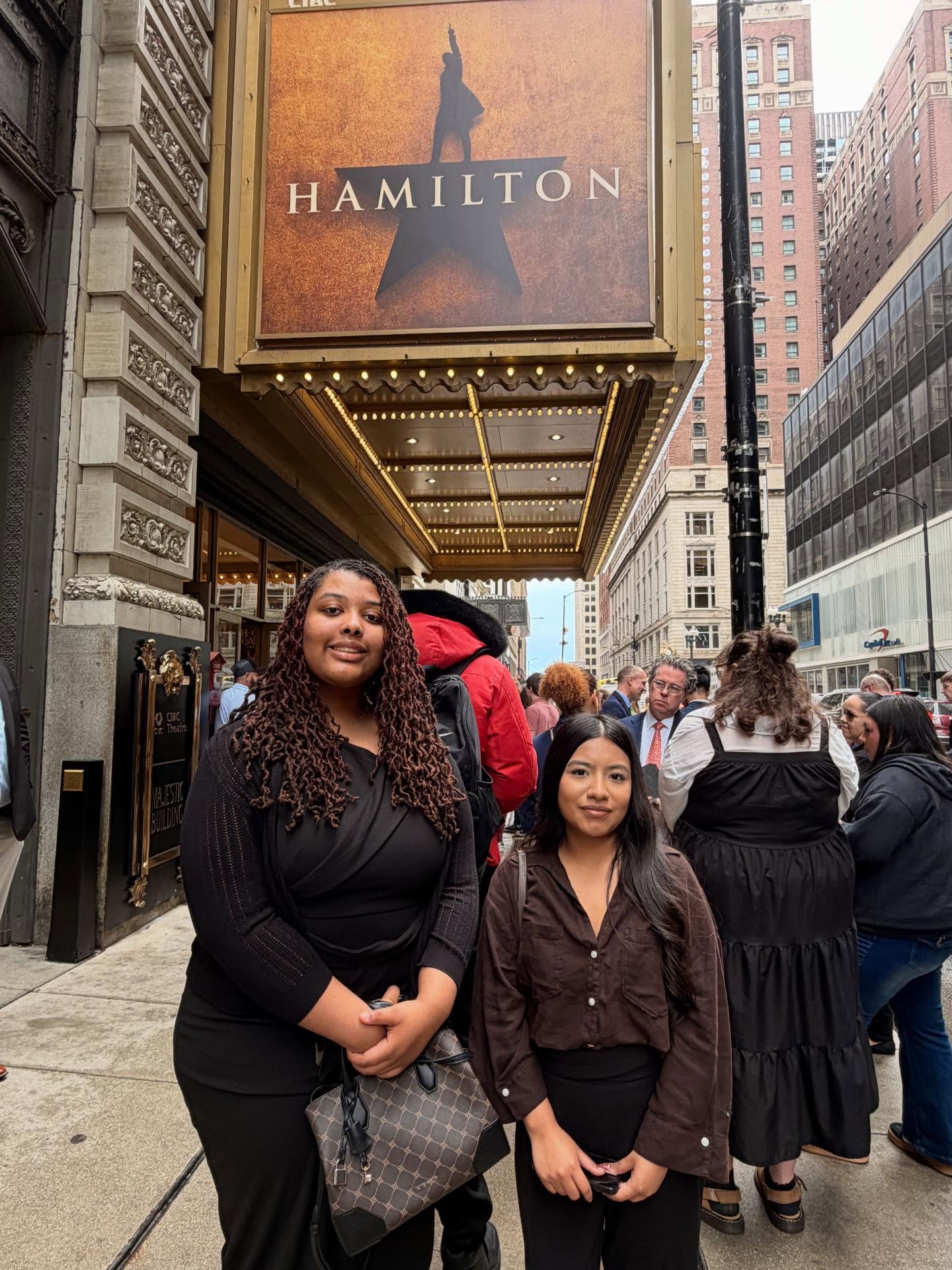 We are incredibly grateful to the White Foundation for their continued generosity and unwavering support of our students.
A special thank you to Beth White for, once again, creating such a memorable experience for our White Scholars, Charlize Briales and Guadalupe Rodriguez-Garcia—treating them to Hamilton and a wonderful dinner following the show. Opportunities like these leave a lasting impact, and we are deeply grateful for your continued investment in our students and their futures. ❤️💙💛