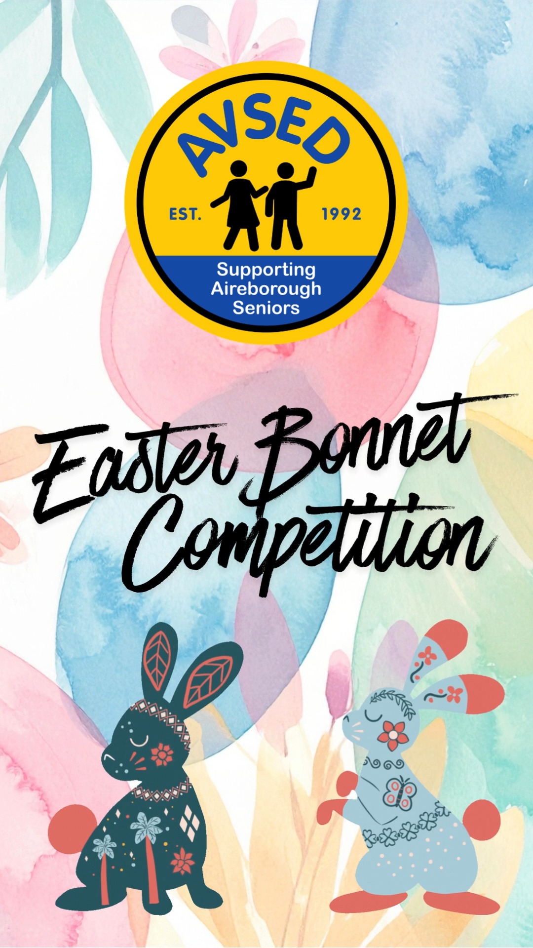 🌸🎀 Easter Bonnet Competition 2026 – Results Are In! 🎀🌸
What an incredible response to this year’s Easter Bonnet Competition! We had 16 fantastic entries from both AVSED members and volunteers, and honestly… the standard was so high we couldn’t possibly narrow it down ourselves.
So, we handed over the all-important decision to our wonderful AVSEDplus members – and they took their role very seriously, with plenty of thoughtful deliberation along the way!
After much discussion, they selected:
✨ Special Mentions
Alec & Helju
🥉 3rd Place
Dorothy
🥈 2nd Place
Sandra
🏆 1st Place – 2026 Winner
Sheila
A huge well done to everyone who took part – the creativity, effort, and joy behind each bonnet truly made this a special event. You’ve all brightened up Easter at AVSED in the best possible way 💛
We’re already excited to see what next year brings… 👀🎩