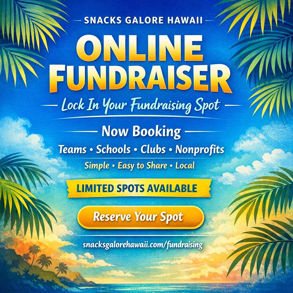 🍪 Looking for a tasty way to support your cause? Our snack fundraisers are perfect for rallying your supporters! Let’s work together to achieve your fundraising goals. Head to https://www.snacksgalorehawaii.com/fundraising to get started! 🙌 #EasyFundraising #SupportNonprofits #SnackTime
