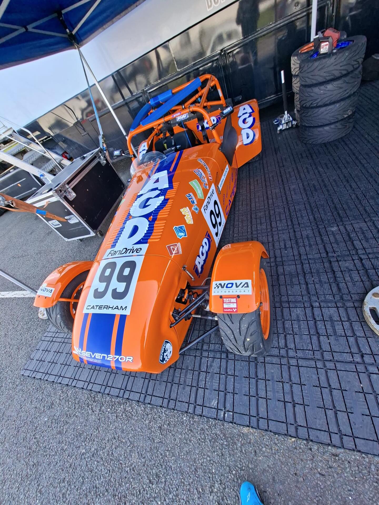 Our joint Managing Director Andrew Davison was racing at Cadwell Park last weekend where he came 8th in race 2 driving his Caterham racing car shown here resplendent in our familiar orange livery.
Andrew is taking part in the 270R Caterham championship t