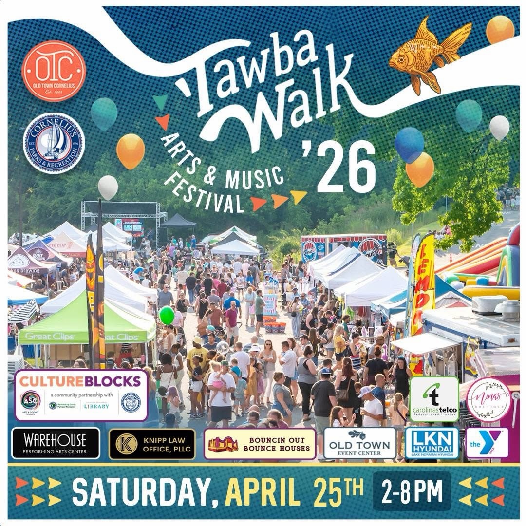 Alright here’s the scoop 👇
Tawba Walk is TOMORROW 🔥
🗓 Saturday | 2–8PM
📍 Old Town Cornelius
Live music on TWO stages, 100+ artists & vendors, food trucks, craft brews, kids zones, bounce houses, petting zoo… basically your entire Saturday plans = handled.
Bring the crew, grab a drink, and wander your way through Old Town 🎶🍻
✨ Check back later today for surprise announcements + parking info + festival map!
You’re in, right? 👀