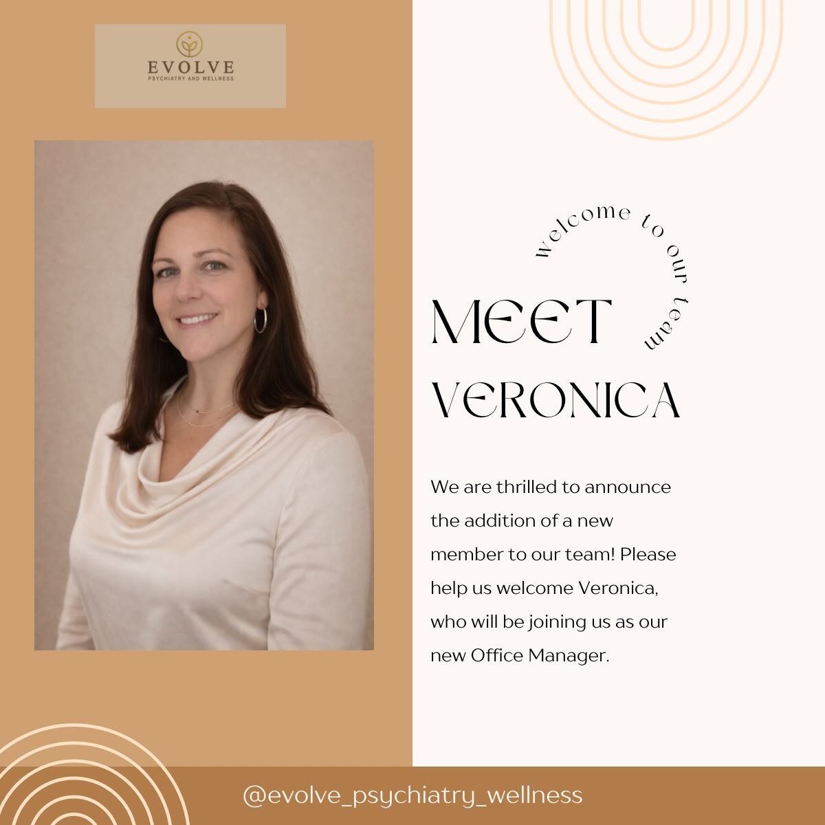 Please join us in welcoming Veronica to Evolve Psychiatry and Wellness as our new Office Manager. Veronica brings years of experience in education, student support, and collaboration with families, teachers, and special education teams. Her work within local school systems has given her valuable insight into accommodations, individualized support, and the many ways academic and emotional needs overlap. This experience makes her a tremendous asset to our practice, especially for families who may need additional guidance navigating school-related concerns or community resources. Veronicaās compassion, communication skills, and strong organizational background will be such a gift to our team, and we are thrilled to have her at Evolve Psychiatry and Wellness.
#evolvepsychiatryandwellness #delafieldpsychiatry #LakeCountrymentalhealth