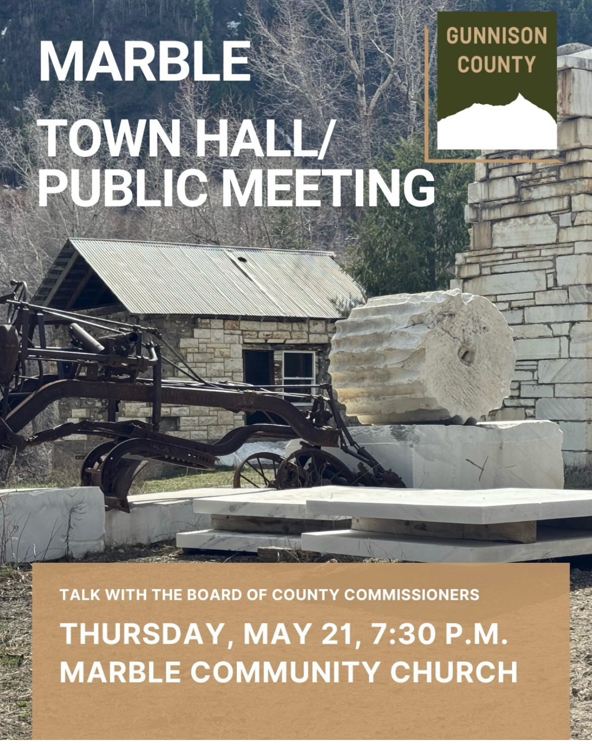 We’re coming to Marble next week! Please come visit with us. We’ll be talking roads and bridges, wildfire preparedness, the Crystal River, and more.
#countycommissioner #gunnisoncounty #townhall