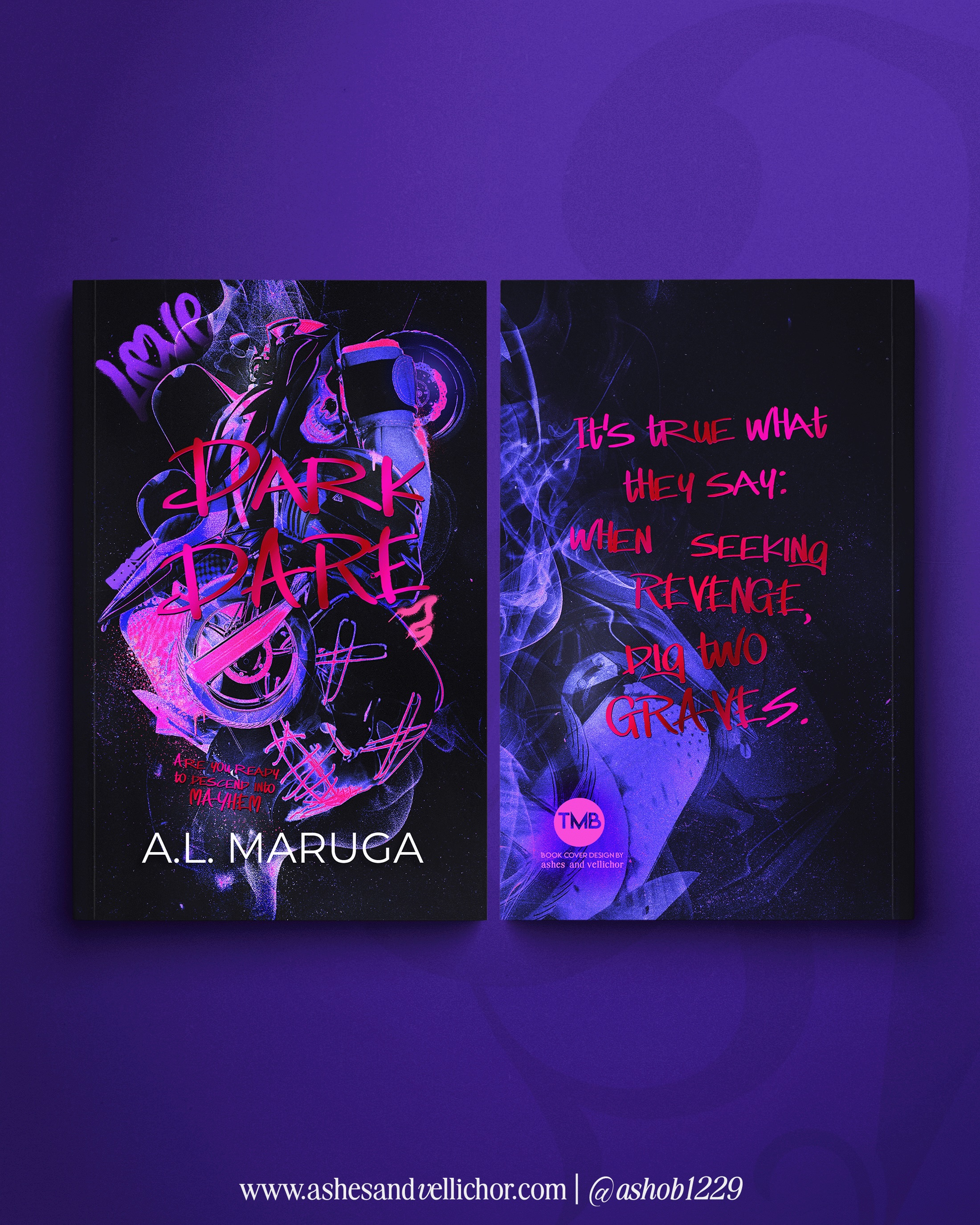Very excited to share the cover for Dark Dare by @authoralmaruga featured in this months
@the.midnight.bookshelf . Leaning heavily into the urban street art for inspo I wanted to bring the city lights and bright colors into the design. With a mix of book related elements, such as colors and objects, along with textures and spray painted effects and a modern graffiti style font it all came together!
Cover Design by Ashes and Vellichor Designs / @ashob1229
#Ashesandvellichor #romanceauthors #bookcoverdesigns #bookbox
