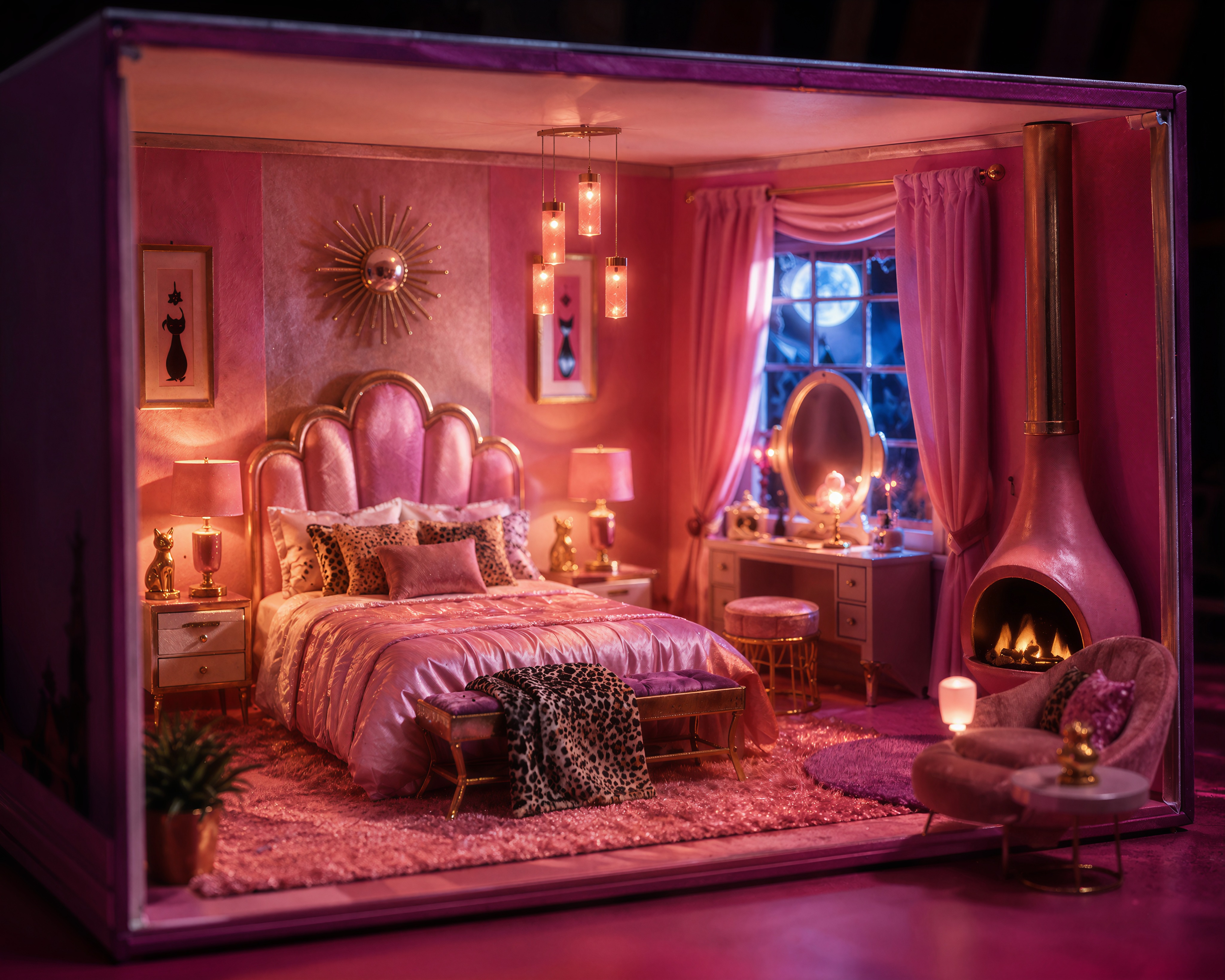 A pink bedroom, a moonlit window, a gold cat who knows too much, and a missing jewel called the Rose Quartz Pounce. This Pink Panther–inspired miniature roombox is pure tiny glamour with a suspicious shag carpet. Follow the link in bio to read the full post!
#smallworldminiatures #miniatureart #roombox #pinkpantherinspired #tinyworld